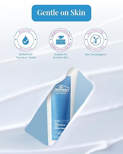 Miniatura 3 de DR. BELMEUR Advanced Cica Hydro Cream (2 fl oz) - Hidratante facial calmante, fortalecedor de barreras para pieles sensibles. Cuidado de la piel
