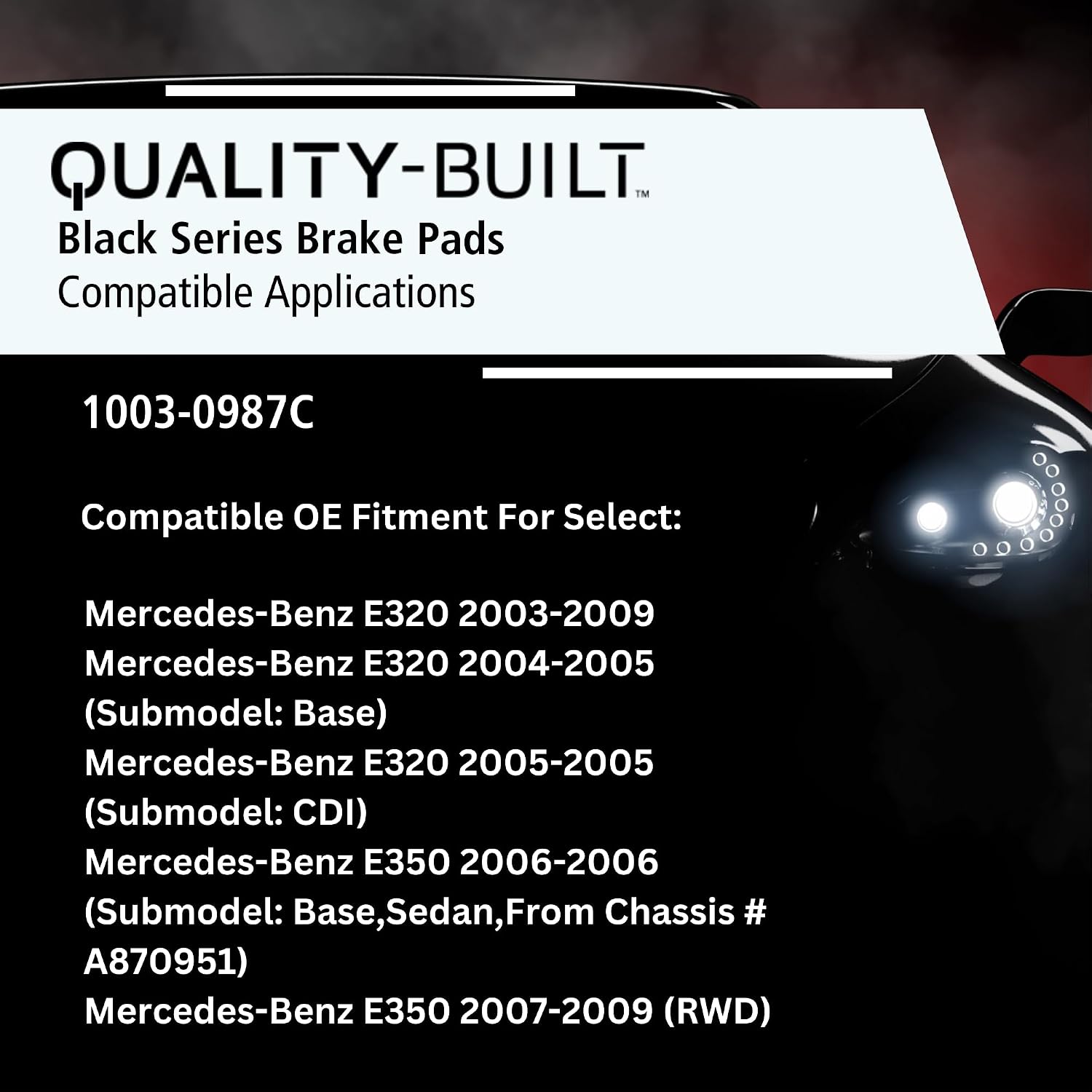 QUALITY-BUILT Front Ceramic Brake Pads, Black Series 1003-0987C, Compatible with 2003-2009 Mercedes-Benz (E320, E350)