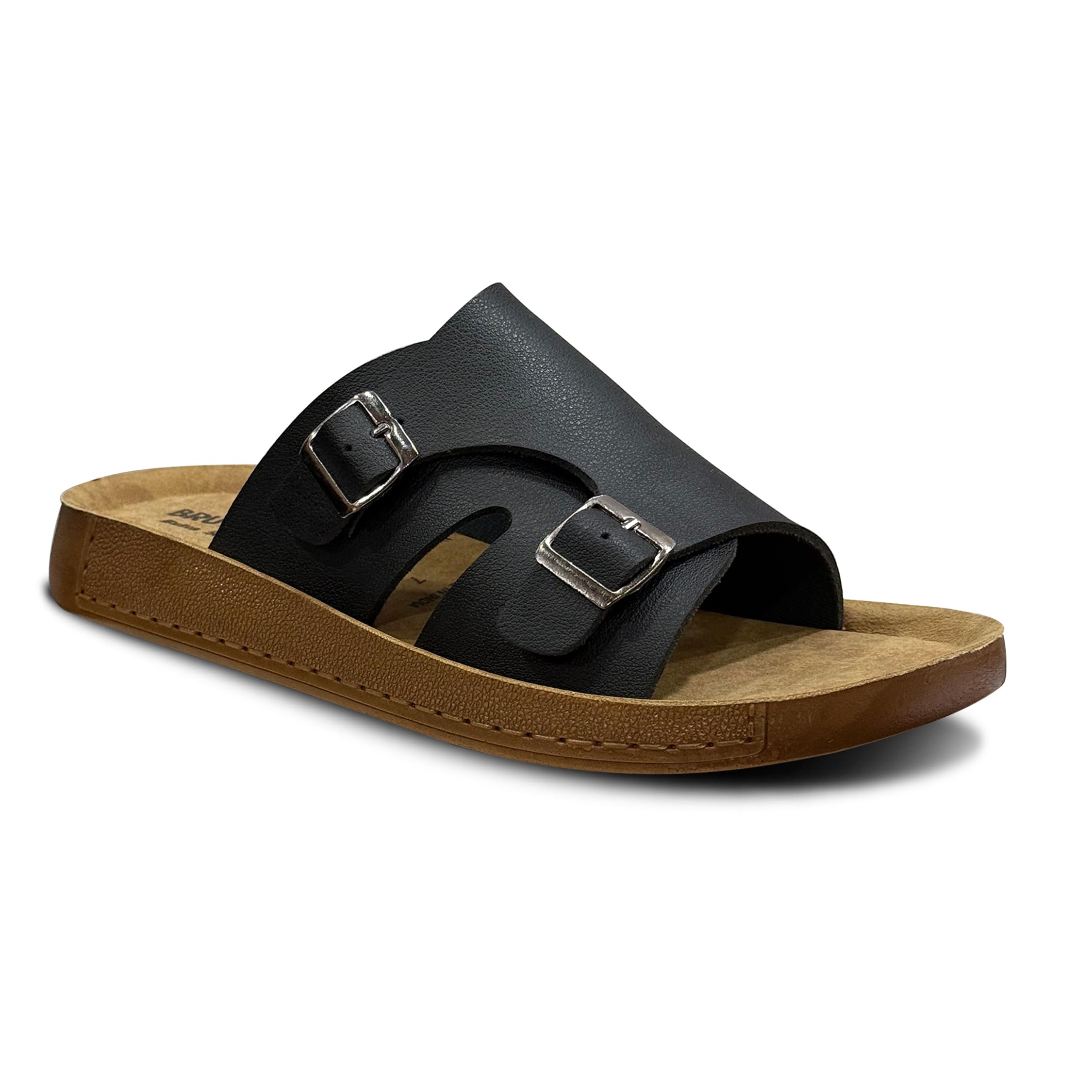 bruton Men's Brown Adjustable Buckle Flip Flops | Soft Cushioned Comfort | Lightweight Casual Beach & Daily Wear Slippers-picture-18