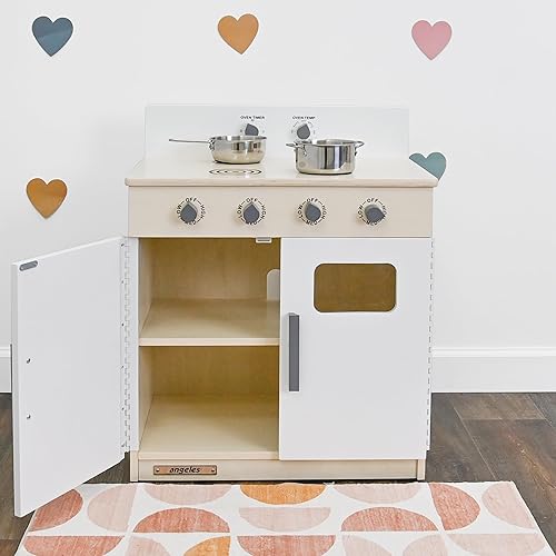 Children's Factory Estufa de juego de madera para niños y niños pequeños, juego de cocina de simulación con diseño realista, muebles preescolares