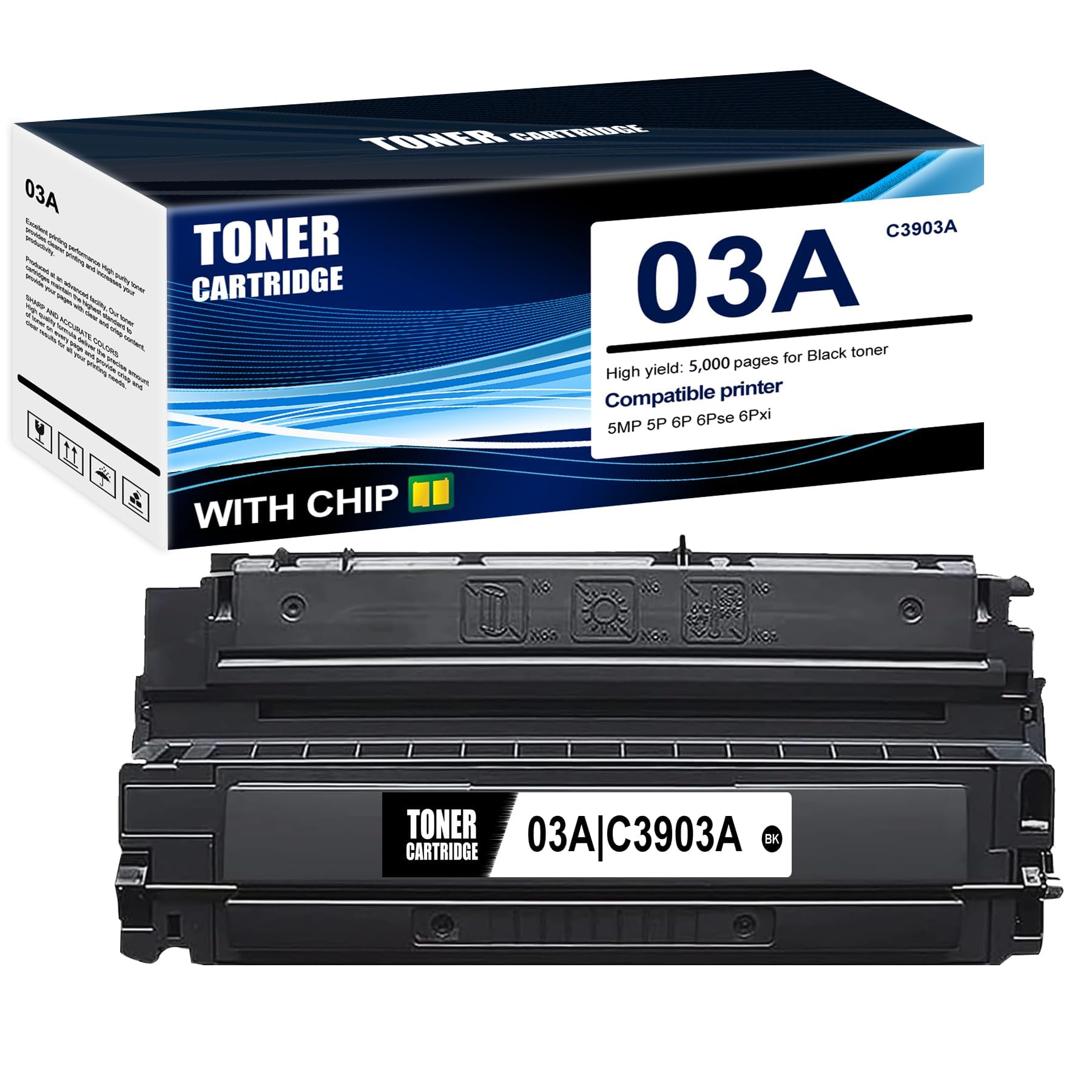 1-Pack Black 03A C3903A Toner Cartridge: Compatible 03A C3903A Replacement for HP 5MP 5P 6P 6Pse 6Pxi Printer