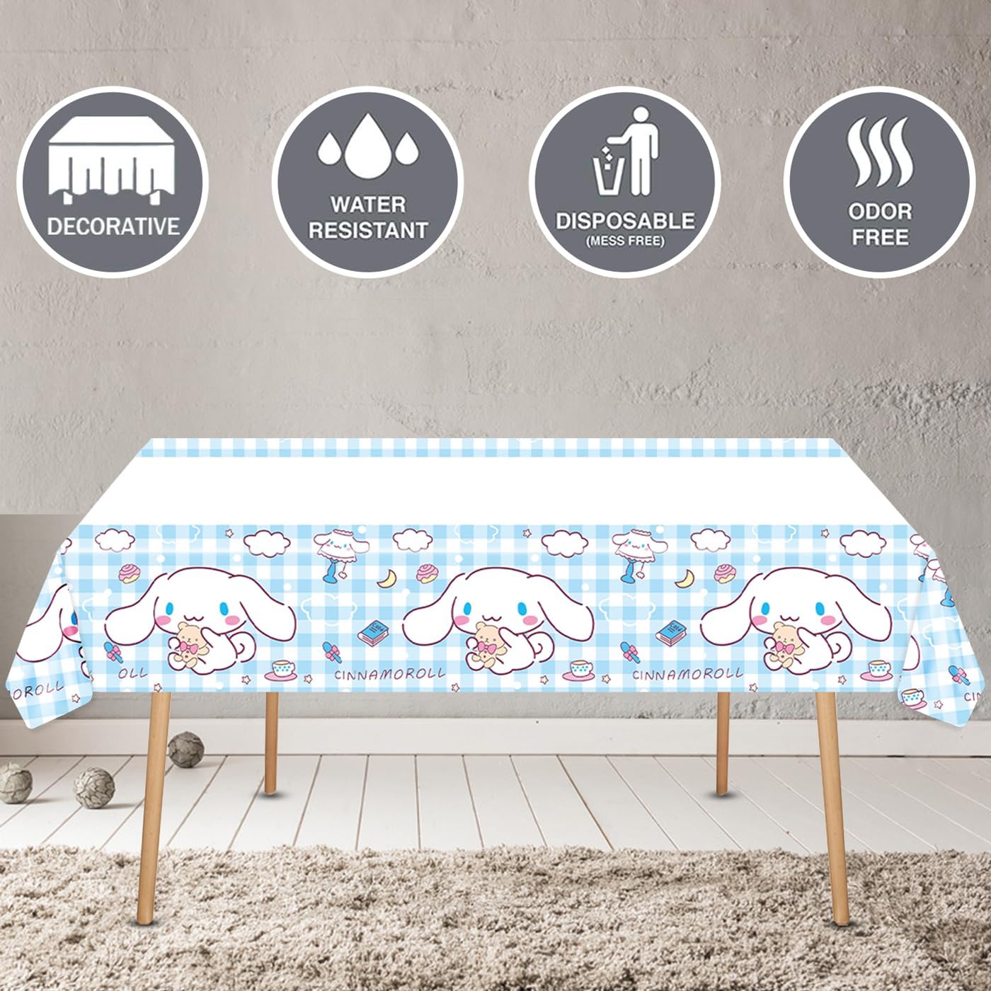 Cinnamoroll Birthday Decorations, 20 Plates, 20 Napkins and 1 Tablecover for Boys Girls Party Supplies