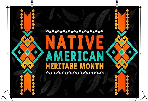 Telón de fondo de 6 x 4 pies del mes de la herencia de los nativos americanos, abstracto geométrico, patrón de tribu secreta, fondo de fotografía,