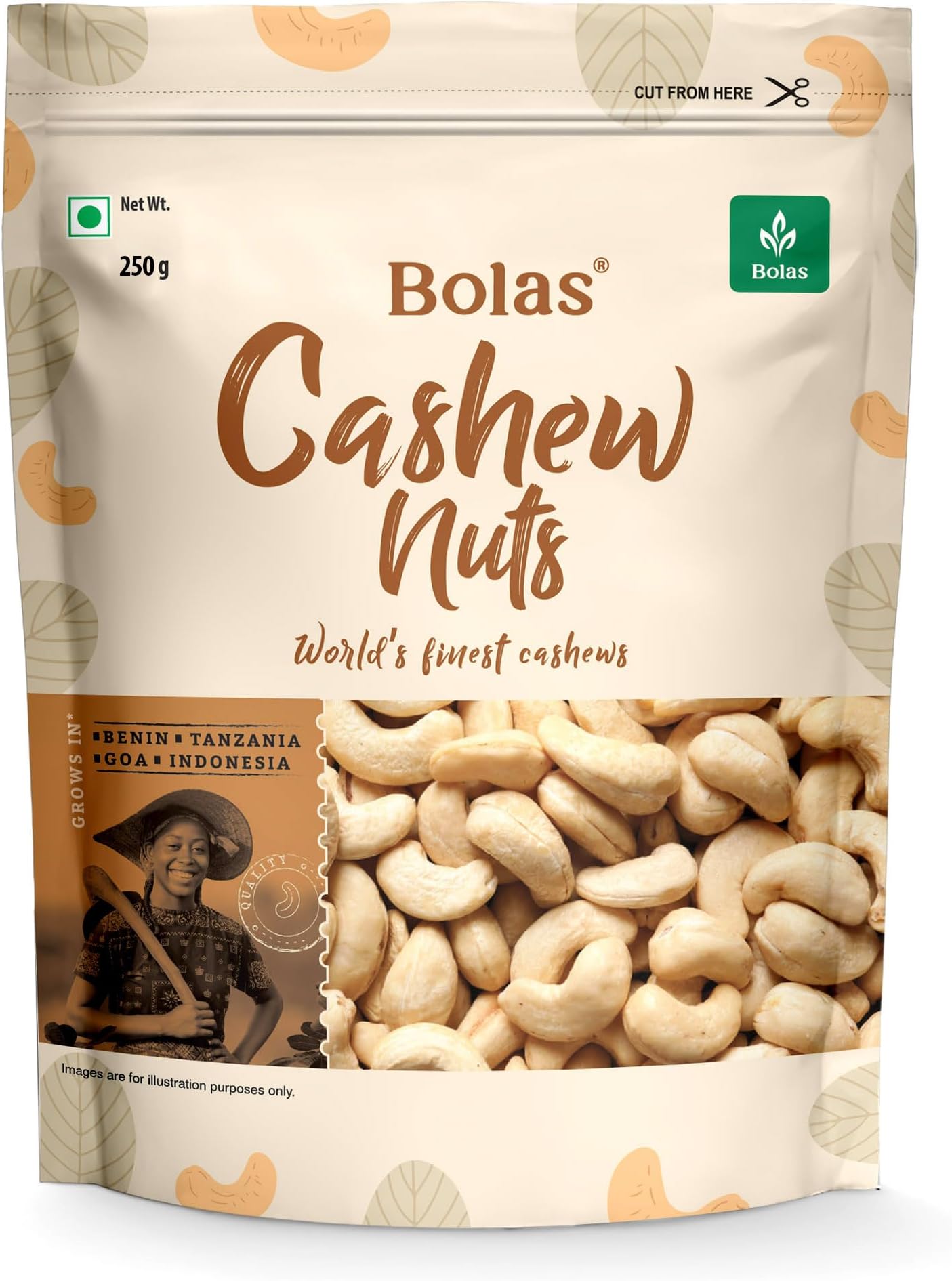 - Bolas Whole Cashew Nuts 250g | Kaju Grade W320 | Nutritious & Delicious | Rich in Protein, Magnesium & Phosphorus | Gluten Free | Dry Fruits