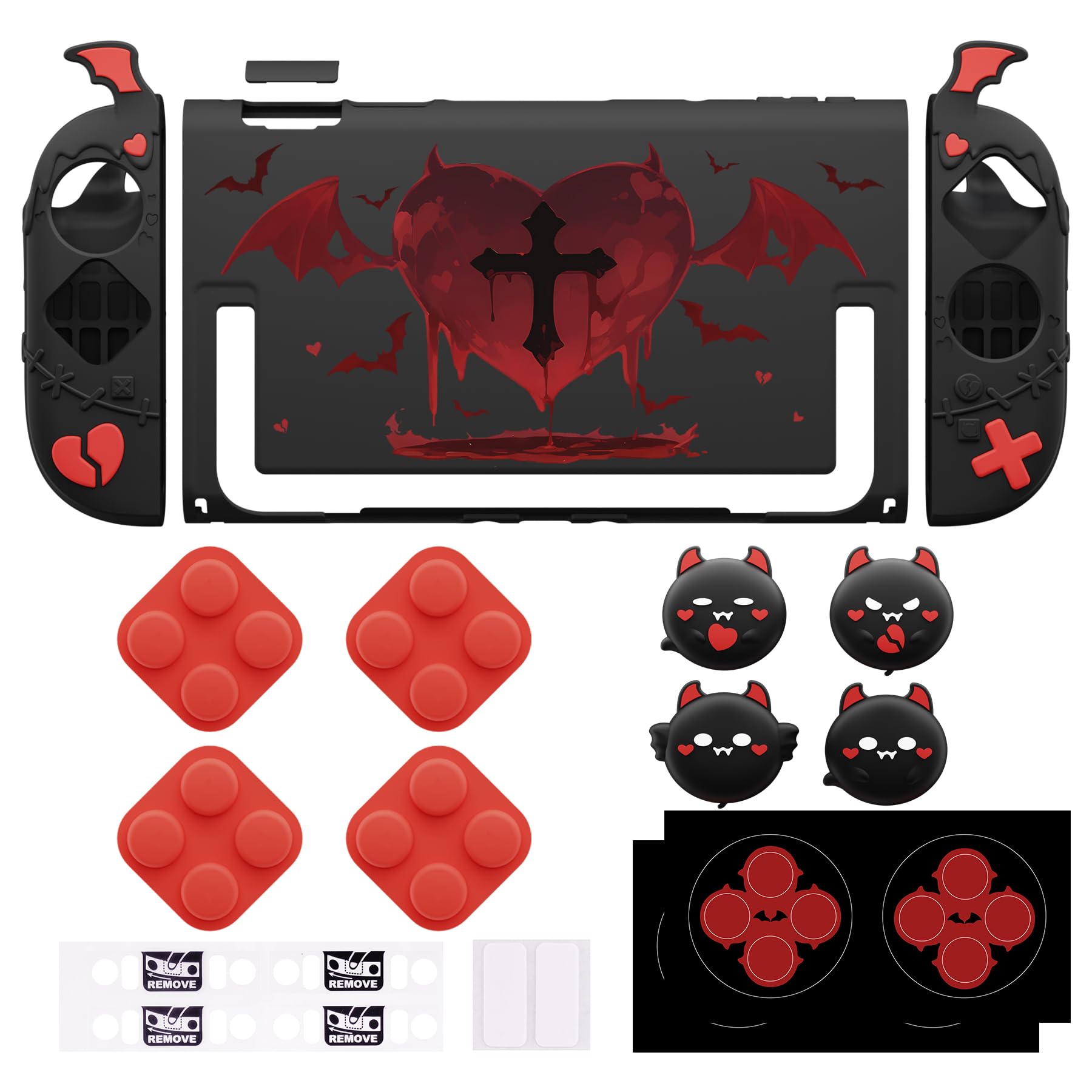playvital Cover Protettiva per Nintendo Switch 2, Custodia Grip Silicone per Joycon 2 &Copertura Console Rigida Dockable &Copri Analogici, Accessori Carini per Switch 2, Serie Imp Gotico, Nero