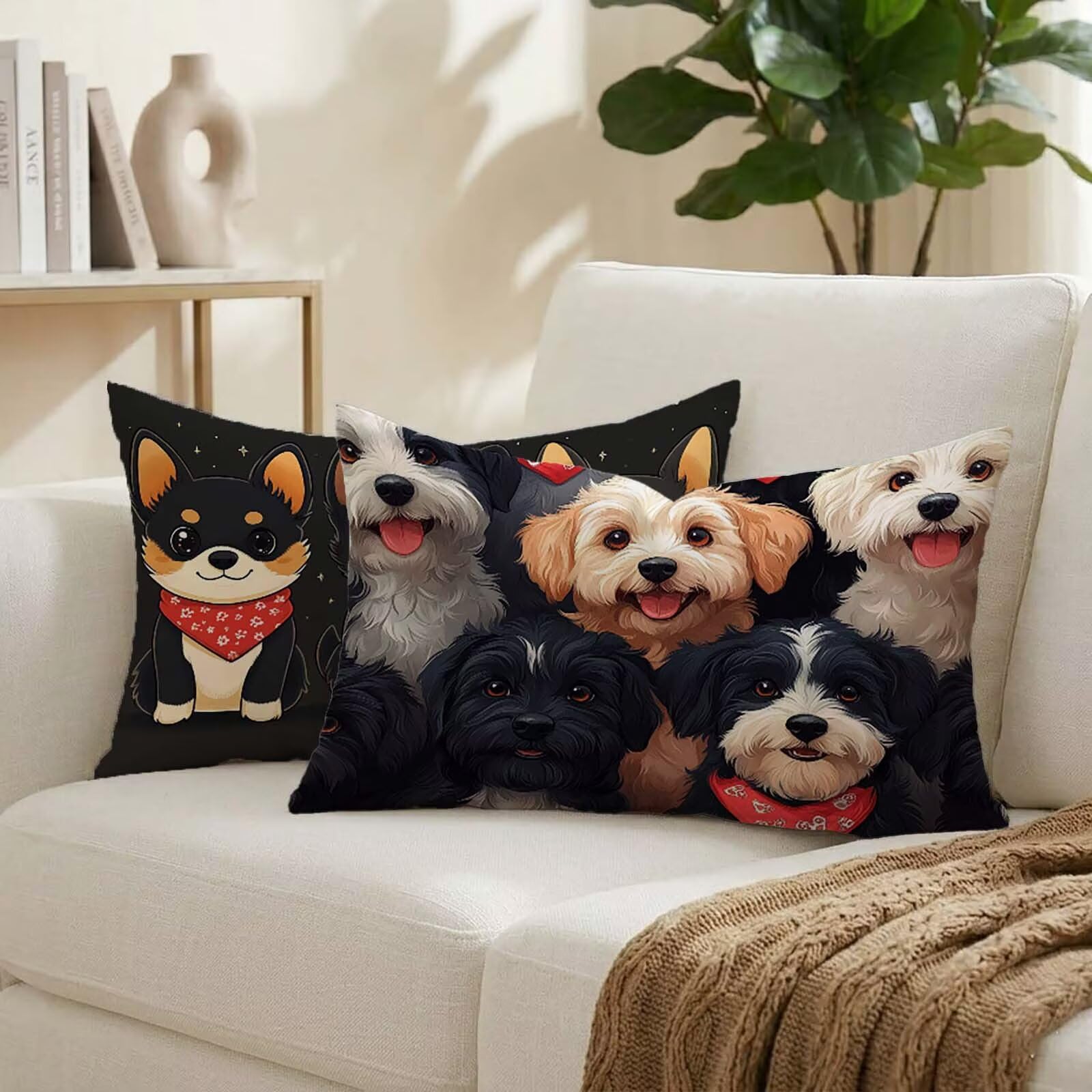Coussin exterieur impermeable chien lot de 2 housses rectangulaires lavables pour canape