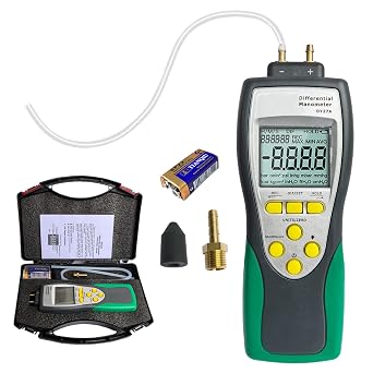 Professional-Grade Digital Manometer, 241.3kPa/35PSI Gas Pressure Tester with Backlit LCD, 11 Units Conversion MAX/MIN/AVG & Data Logging, HVAC/Automotive Diagnostic Tool Includes Battery