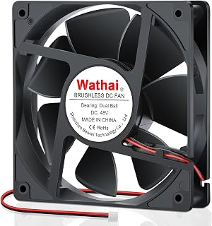 Wathai 1225 48V 120mm DC 브러시리스 냉각 팬 듀얼 볼 2핀 120x120x25mm 서버, NAS, 전자 부품용