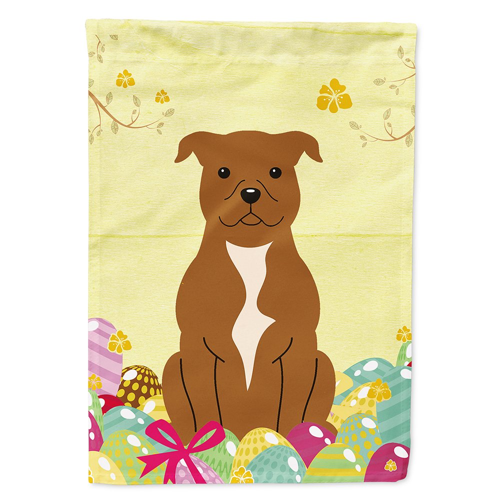 Staffordshire Bull Terrier marron grand drapeau en toile Caroline's Treasures Pâques