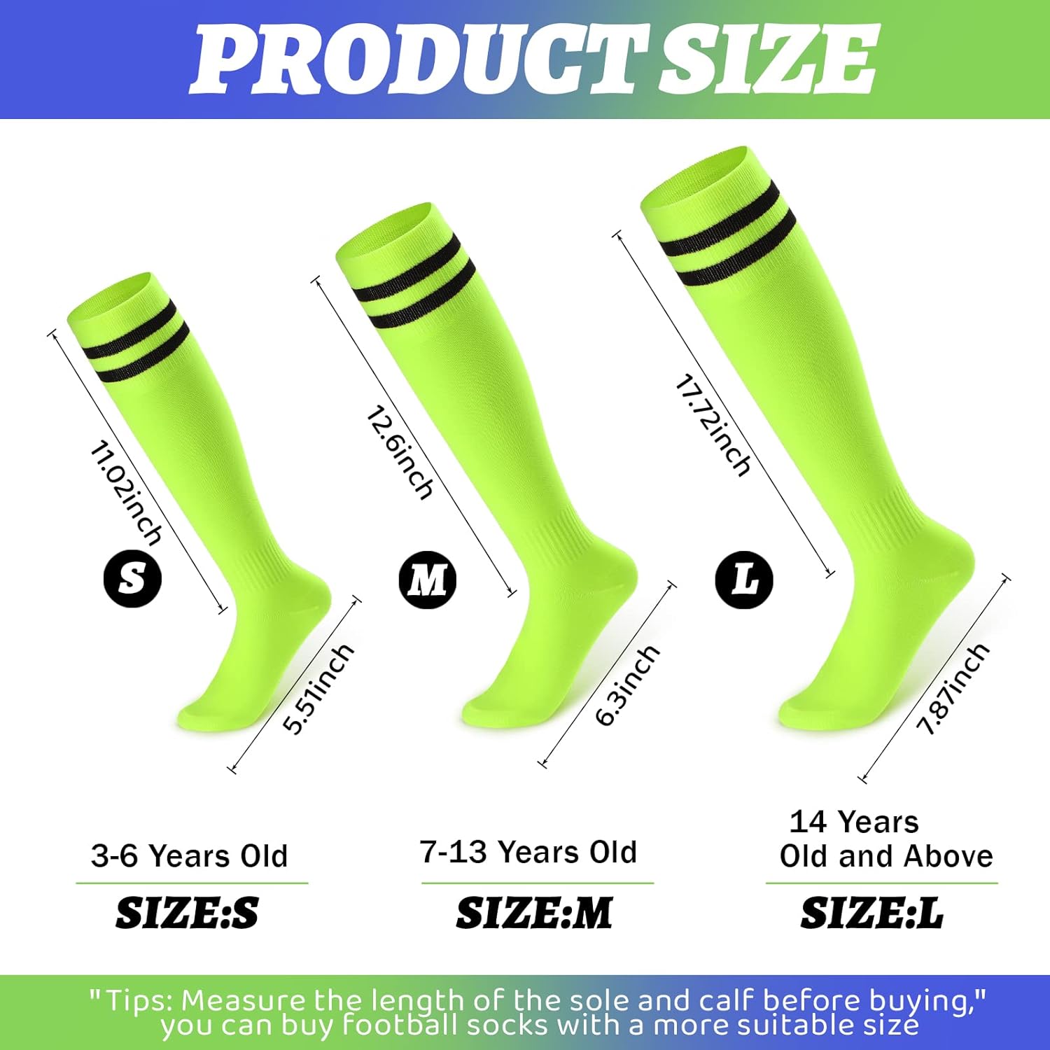 Unittype 6 Pairs Kids Toddler Soccer Socks Youth Stripes Football Socks Christmas Gift for Boys Girls 4-14 Years Old - Image 2