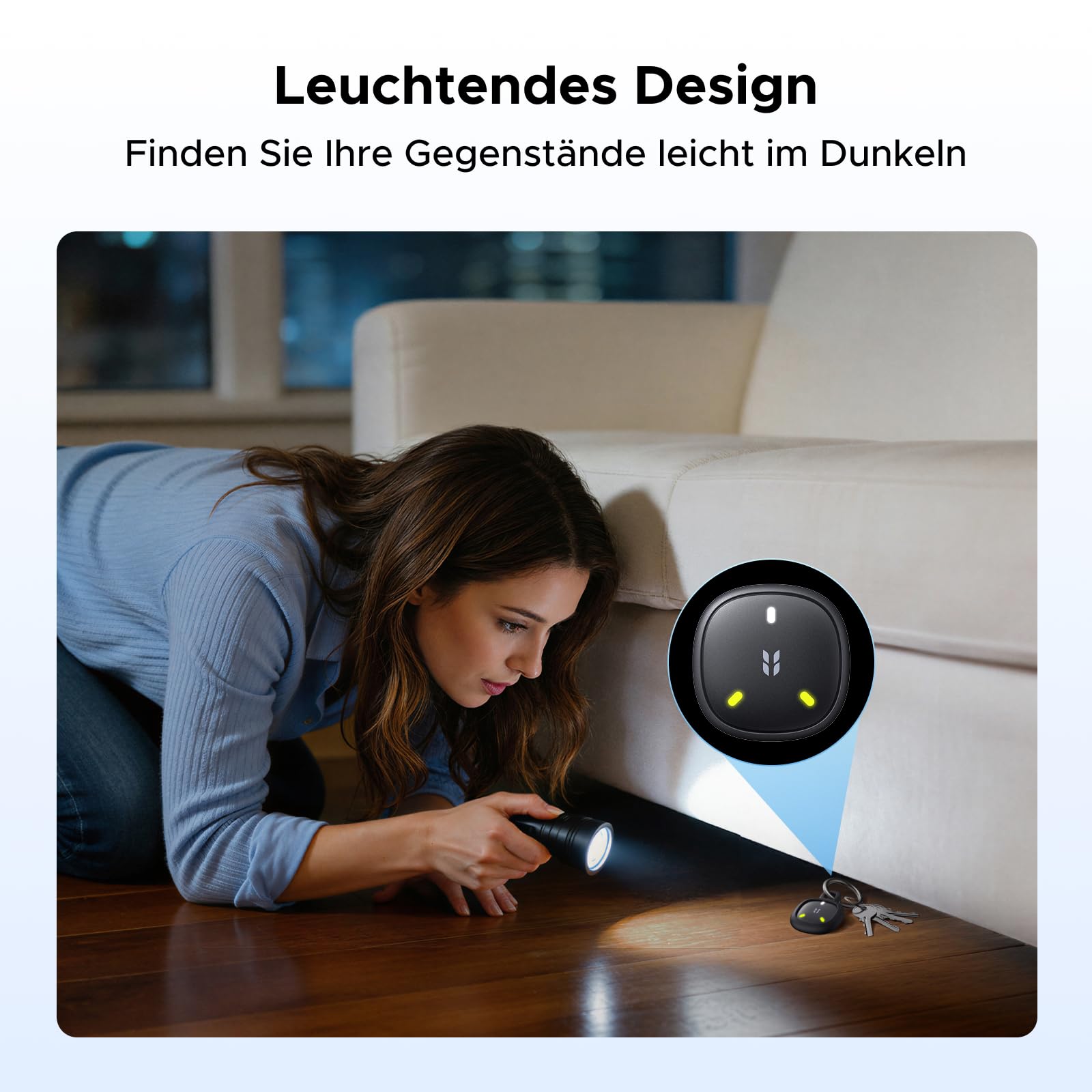 UGREEN FineTrack Mini 2 kompatibel mit Apple Find My (nur iOS), Schlüsselfinder mit 110dB Signalton, Leuchtendes Design, IP68, Tracker für Koffer, Keys, Rucksack (4 Pack)