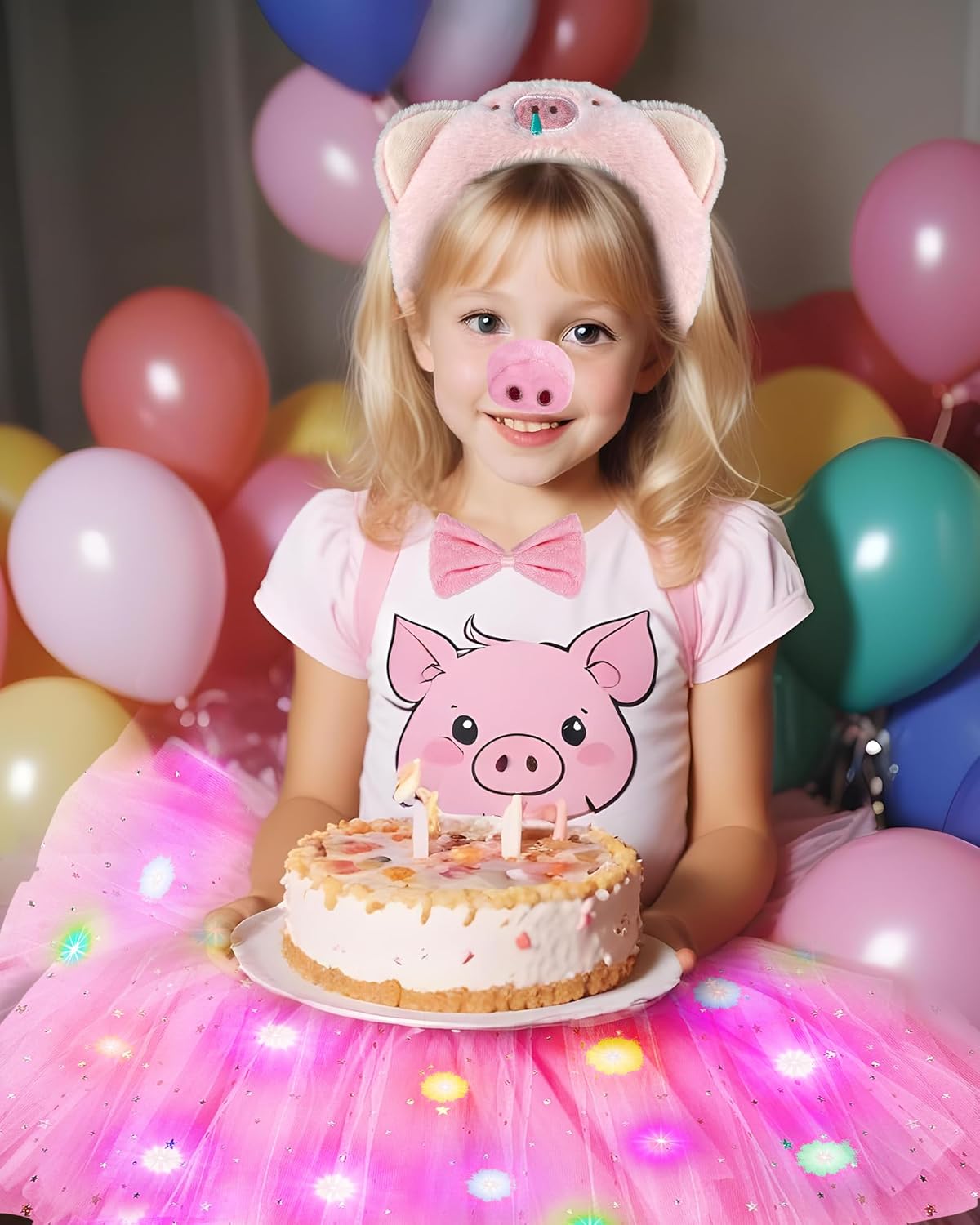 Hikkcos Pig Costume Kids Pig Ears Headband Nose Bow Tie Tail Animal Cosplay Costume Accessories for Halloween Fancy Dress Cosplay - Image 5