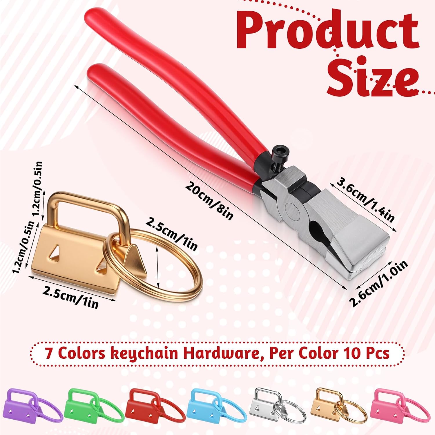 Yuanan 71 PCS Key Fob Hardware Set, 1 Inch Key Chain Hardware Colorful with Keyfob Pliers Rustproof DIY Keychain Kit for Making Keychains, Lanyards and Wristbands-7 Colors