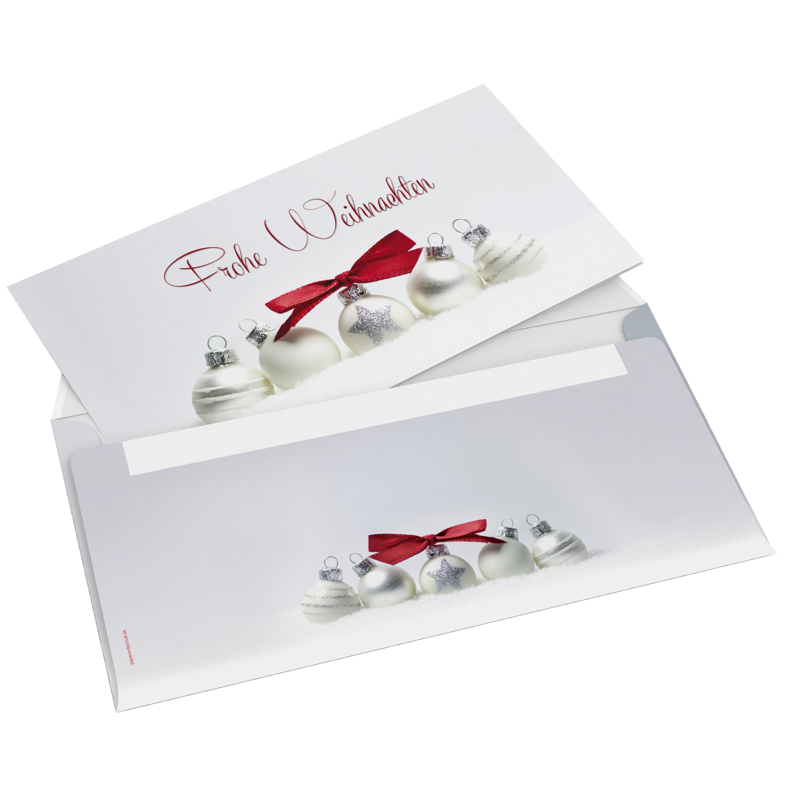 Weihnachtskarten mit Umschlag | Pure Silver | 100 DIN LANG-Klappkarten mit passendem Einleger + 100 passende Kuverts | weihnachtliches Karten-Set