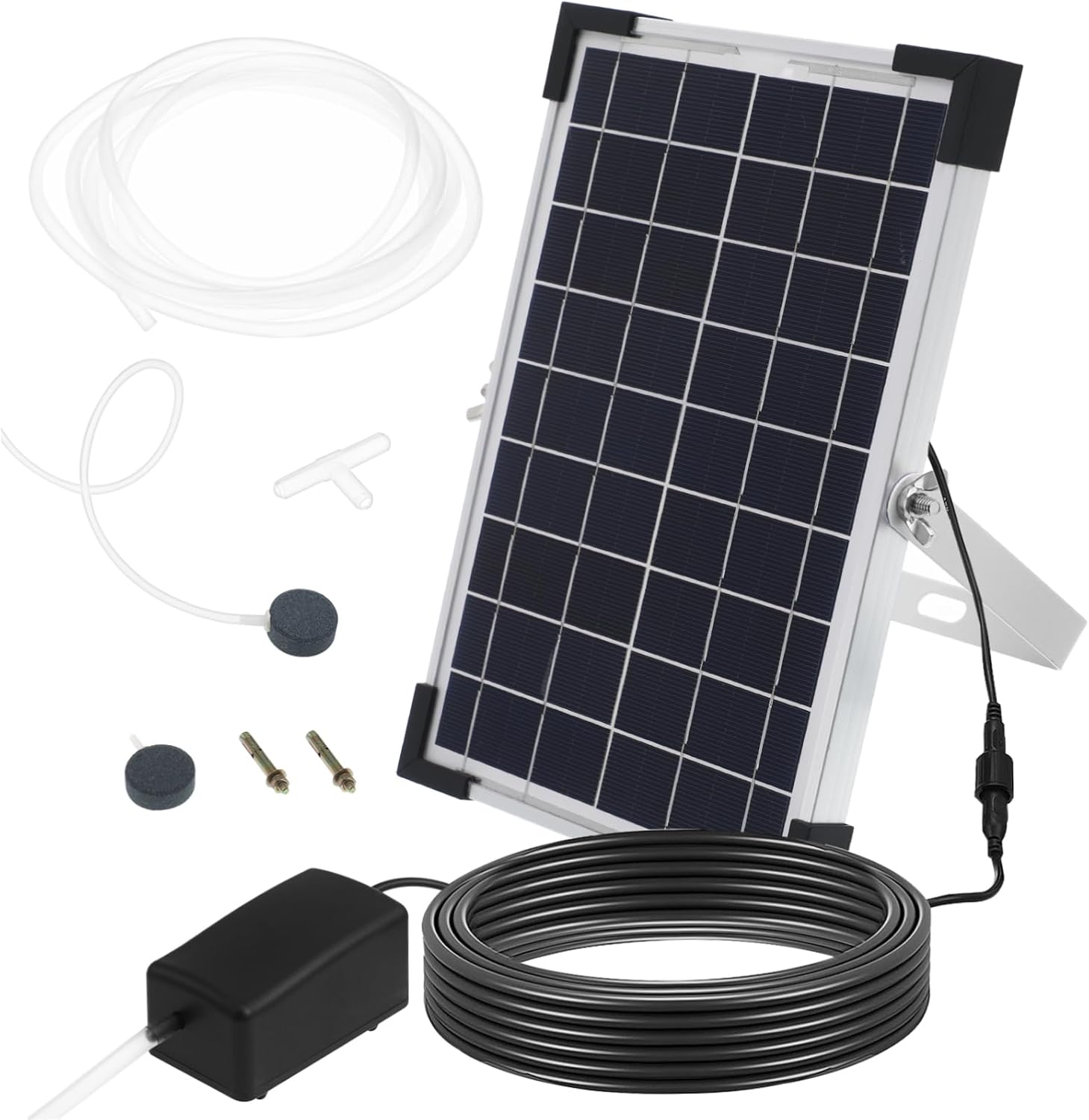 Mikikit Solar Powered Aquarium Air Pump High Efficiency Oxygen Pump for Fish Tank Aeration Outdoor Water Circulation Easy One-Button Construction