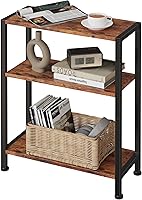 VANTIMO 3-Tier Slim Side Table for Narrow Spaces - Rustic Brown End Table, Nightstand, Sofa Side Table for Living Room, Bedroom, Office
