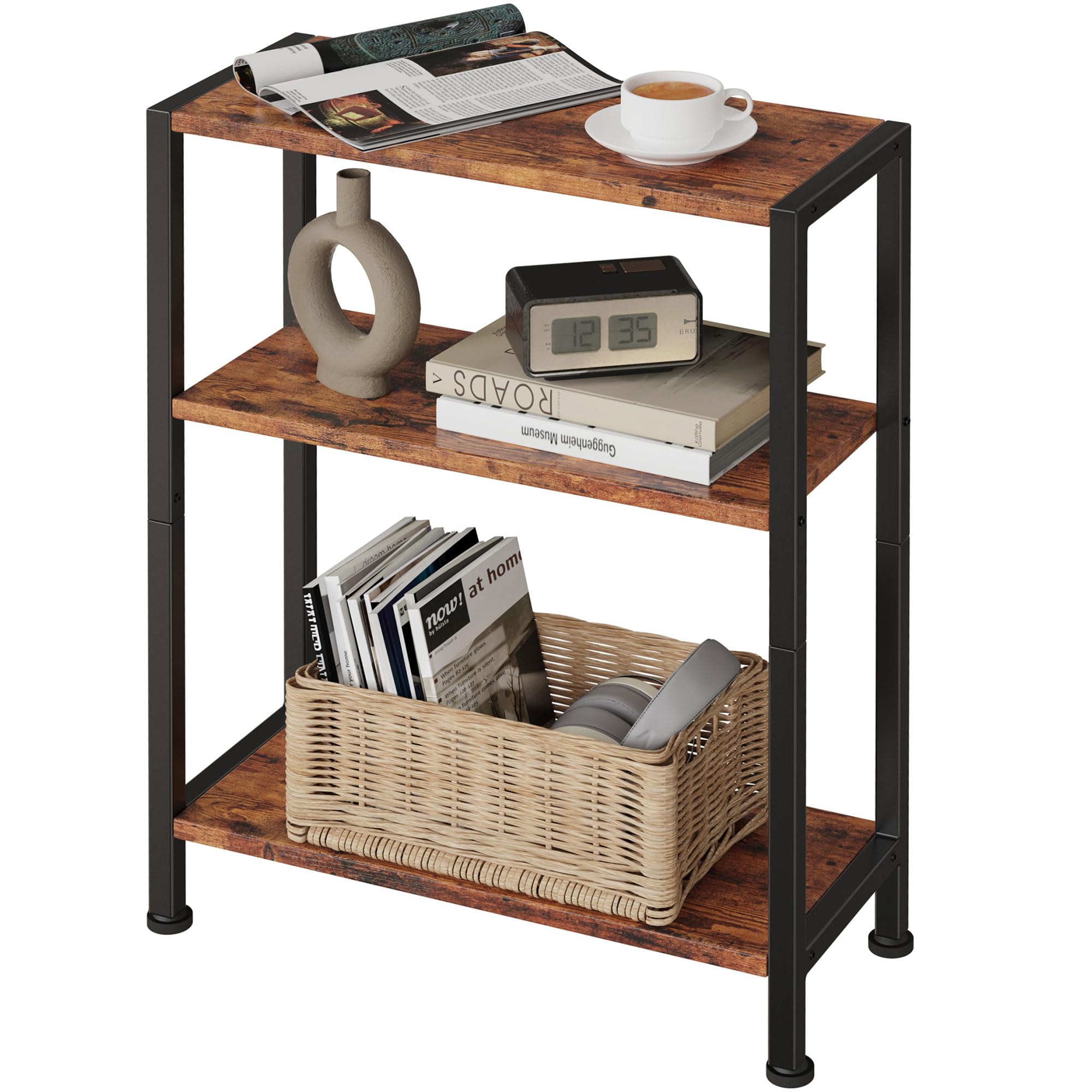 Vantimo 3-Tier Side Table, Small End Table, Sofa Side Table for Narrow Spaces, Slim End Table, Nightstand Table, for Living Room Bedroom Office,