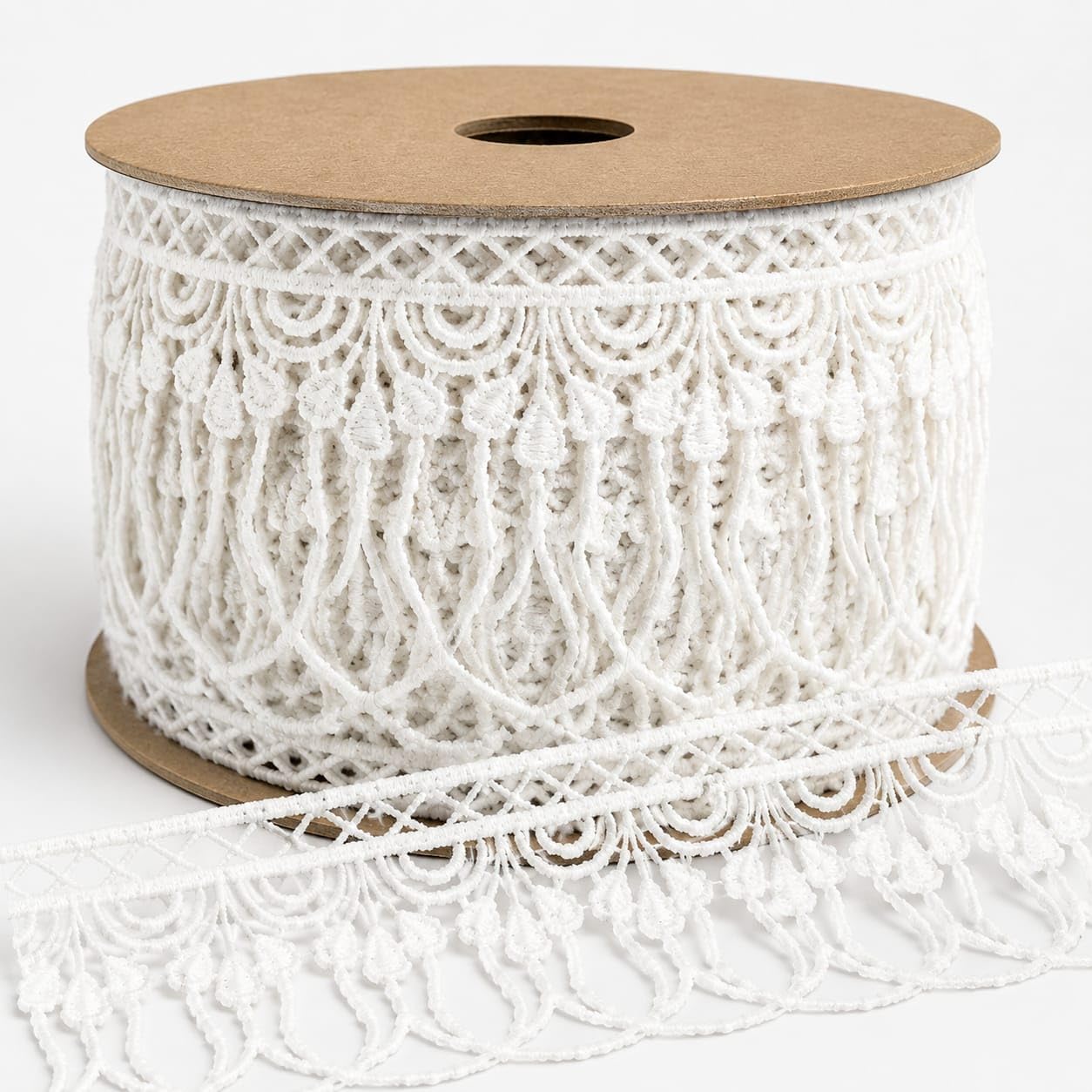 White Crochet Lace Trim Ribbon – Vintage Cotton Embroidered Lace