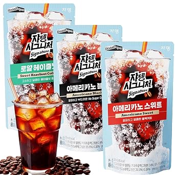 3 Packs Iced Americano, Iced Americano Sweet, Hazelnut Korean Convenience Store Coffee Drink Pouch Sampler Set