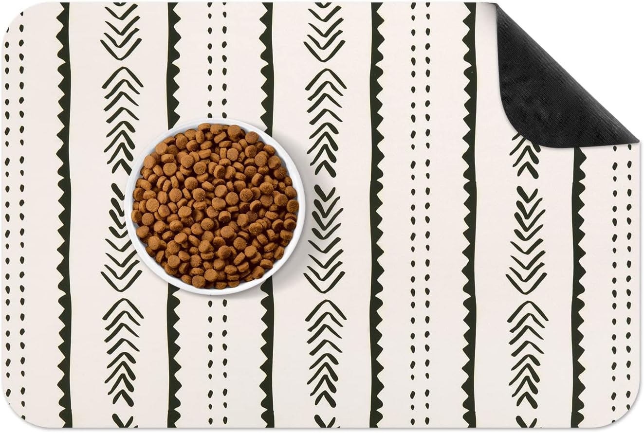 OH RIBBYPUP Waterproof Pet Mat Dog Cat Food & Water Bowl