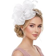 Fascinators Tea Party Hats for Women, Ribbons Feathers Headband for Wedding Cocktail Church Dresses Accessories