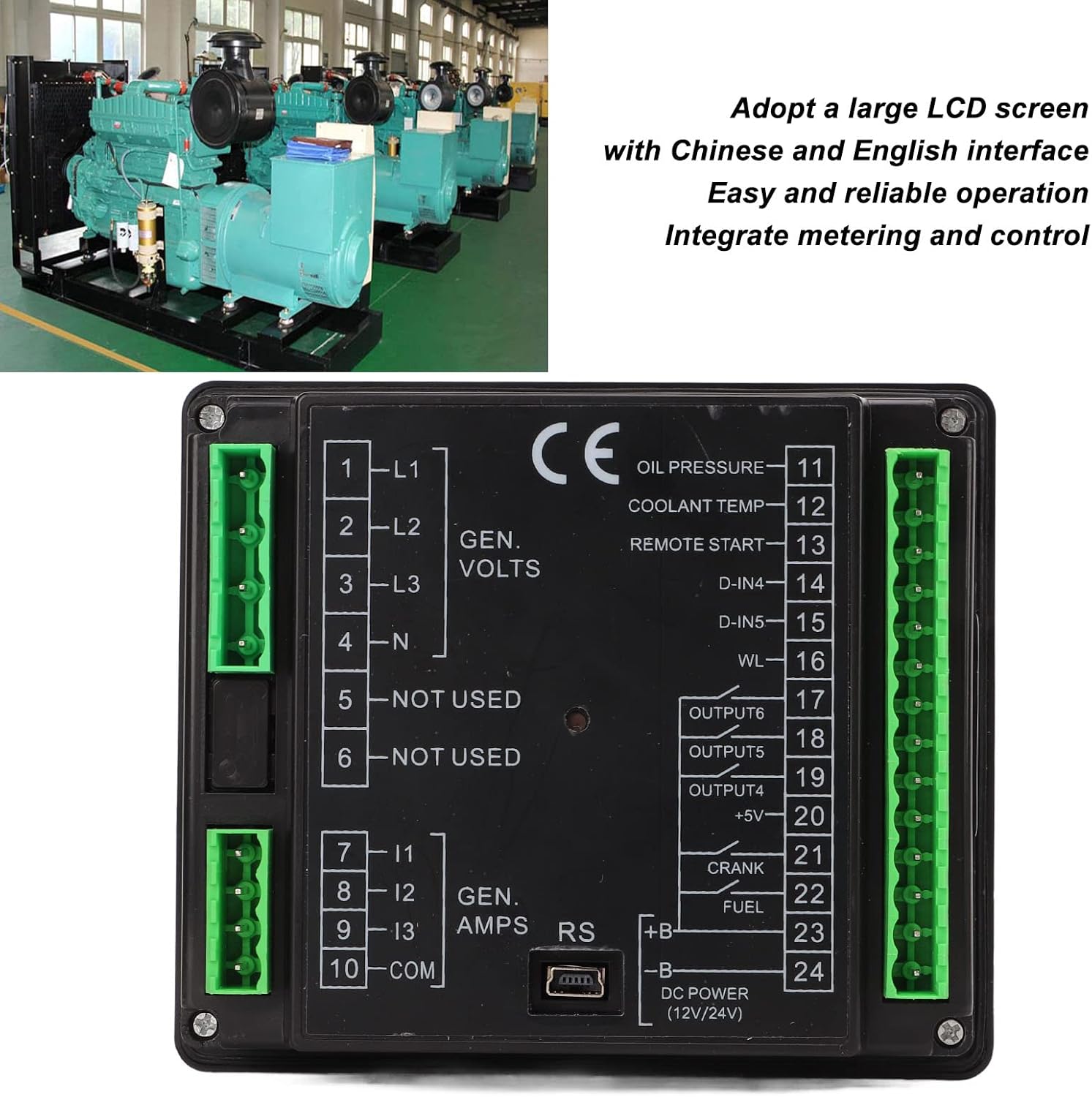 Eujgoov DCP 10 Controller displaying its LCD screen with text indicating Chinese and English interface options