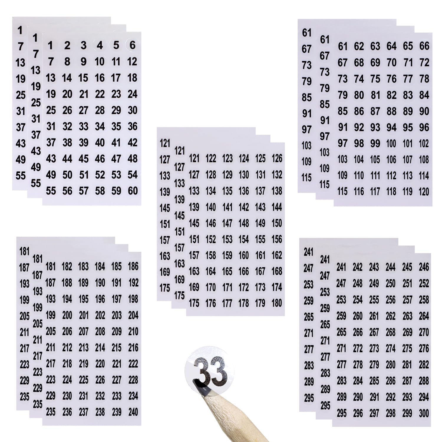 Mini Skater 15 Sheets 1 to 300 Small Round Clear ...