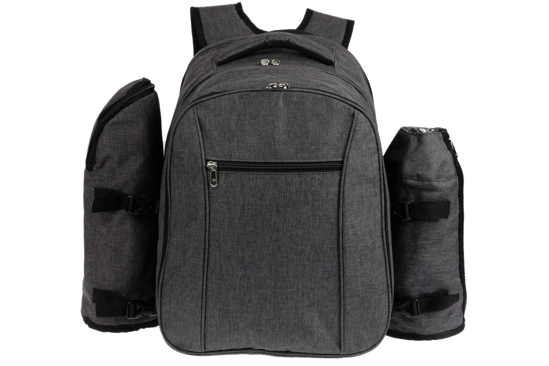 Premium Picknickrucksack mit isoliertem Kühlfach und Flaschenhaltern für 4 Personen – Strand Wandern Picknick Camping Grill BBQ Große Kapazität (Dunkelgrau)