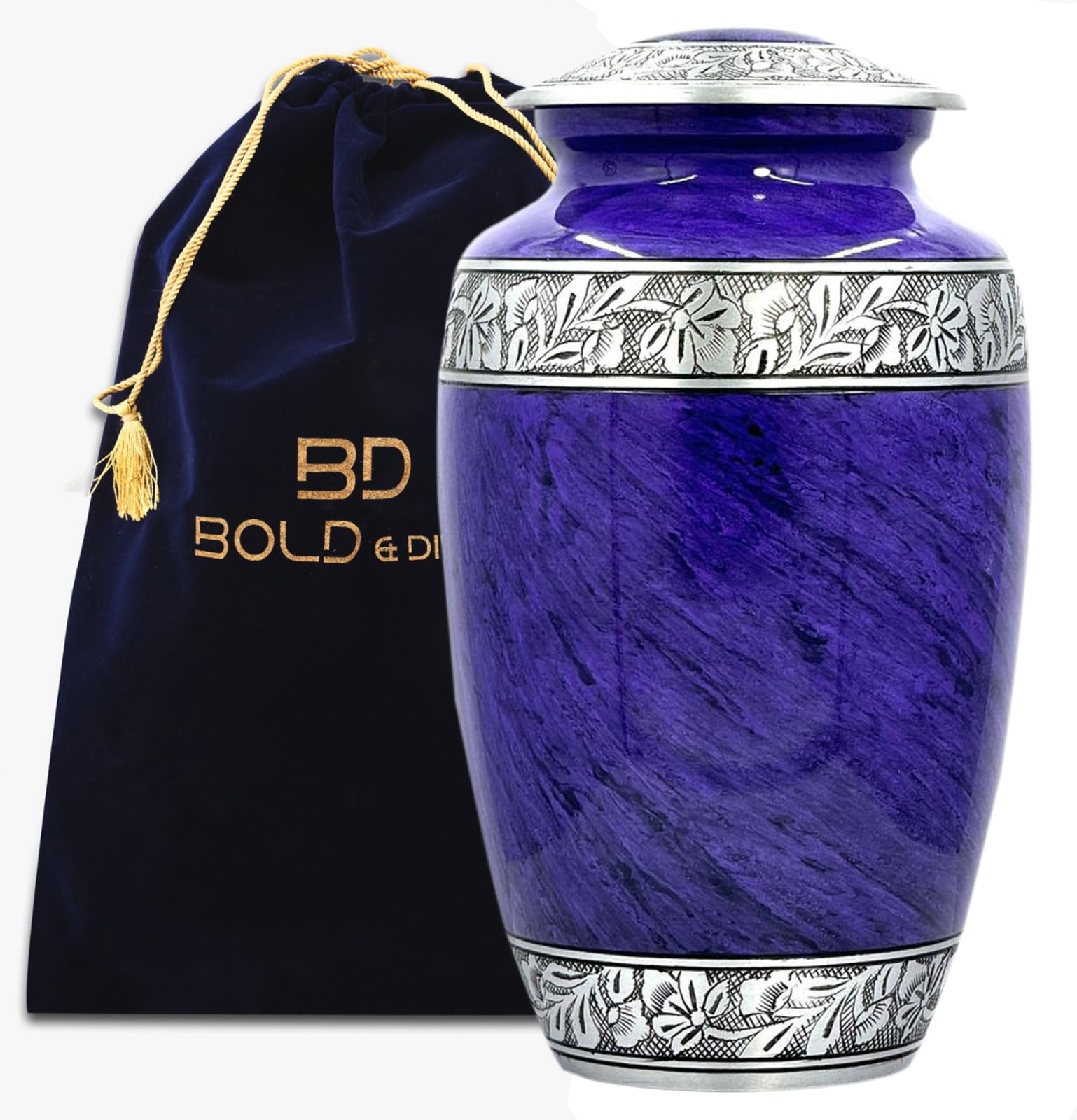 Bold & Divine Urn for Ashes of Mom & Dad - Cremation Urn for Adult Ashes Male & Female - Funeral Decorative Urn for Women & Men (Purple, Large)