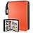 400 Pockets TONESPAC Card Binder Carrying Holder Compatible with Trading Cards Binder, Coupon Organizer Baseball Card Sleeves, Sports Cards (Orange)
