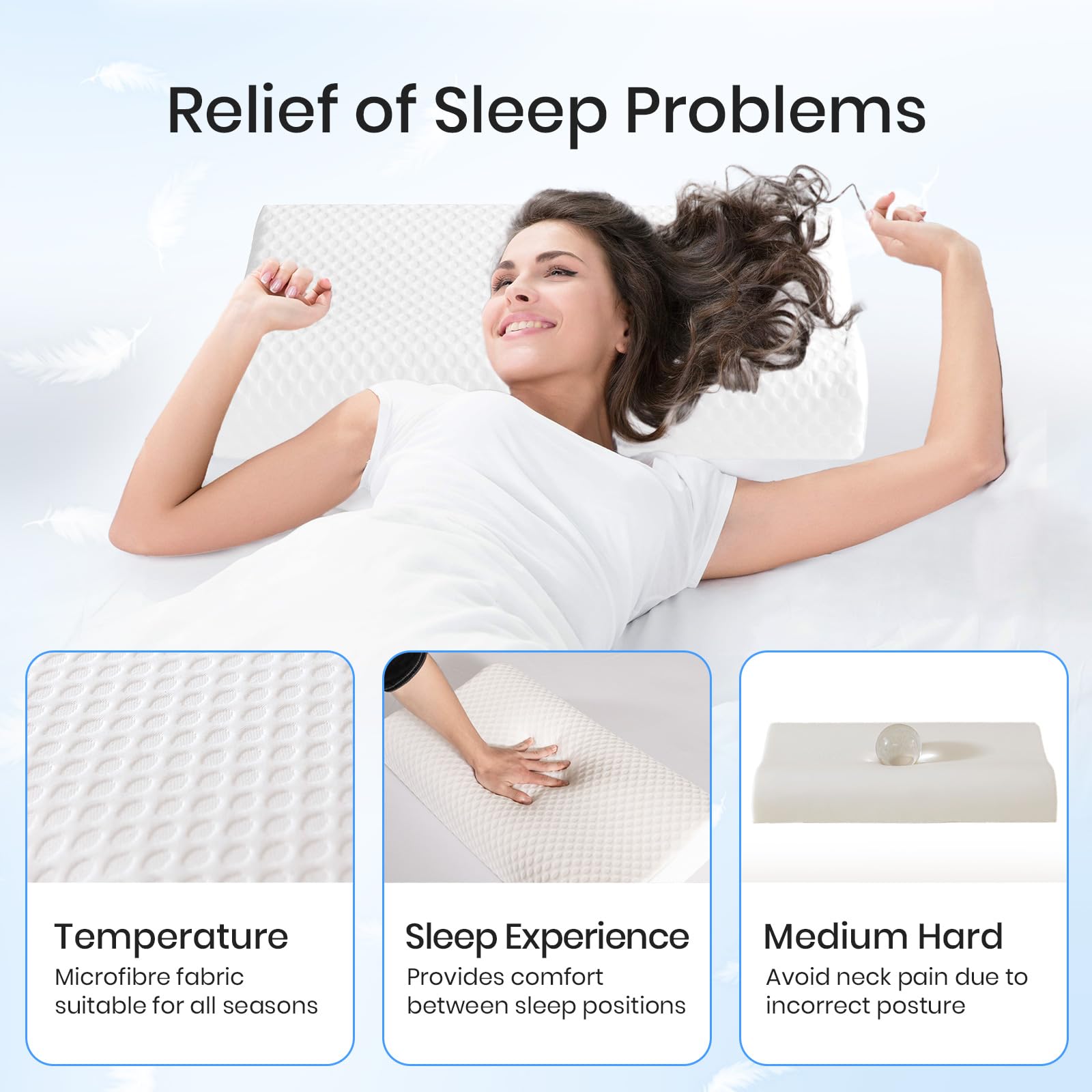 Good Nite Almohada ortopédica de Espuma viscoelástica para el Cuello para Personas Que Duermen de Lado, Almohada Cervical ergonómica Adecuada para Personas Que Duermen Boca Arriba, Almohadas cómodas