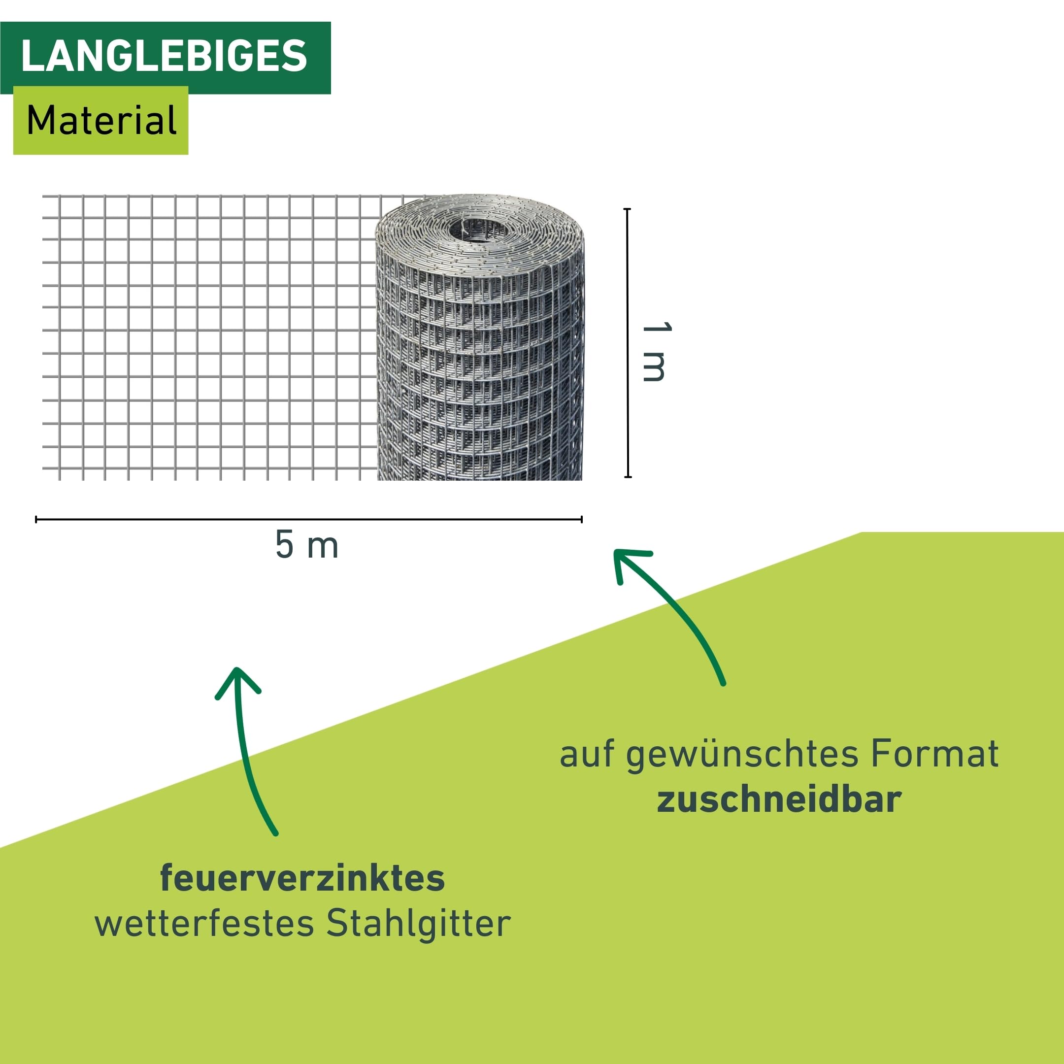 Windhager Drahtgitter verzinkt, Volierendraht für Hasen, Meerschweinchen oder Hühner, Maschendraht, 5 x 1 m, Maschenweite 12,7 mm