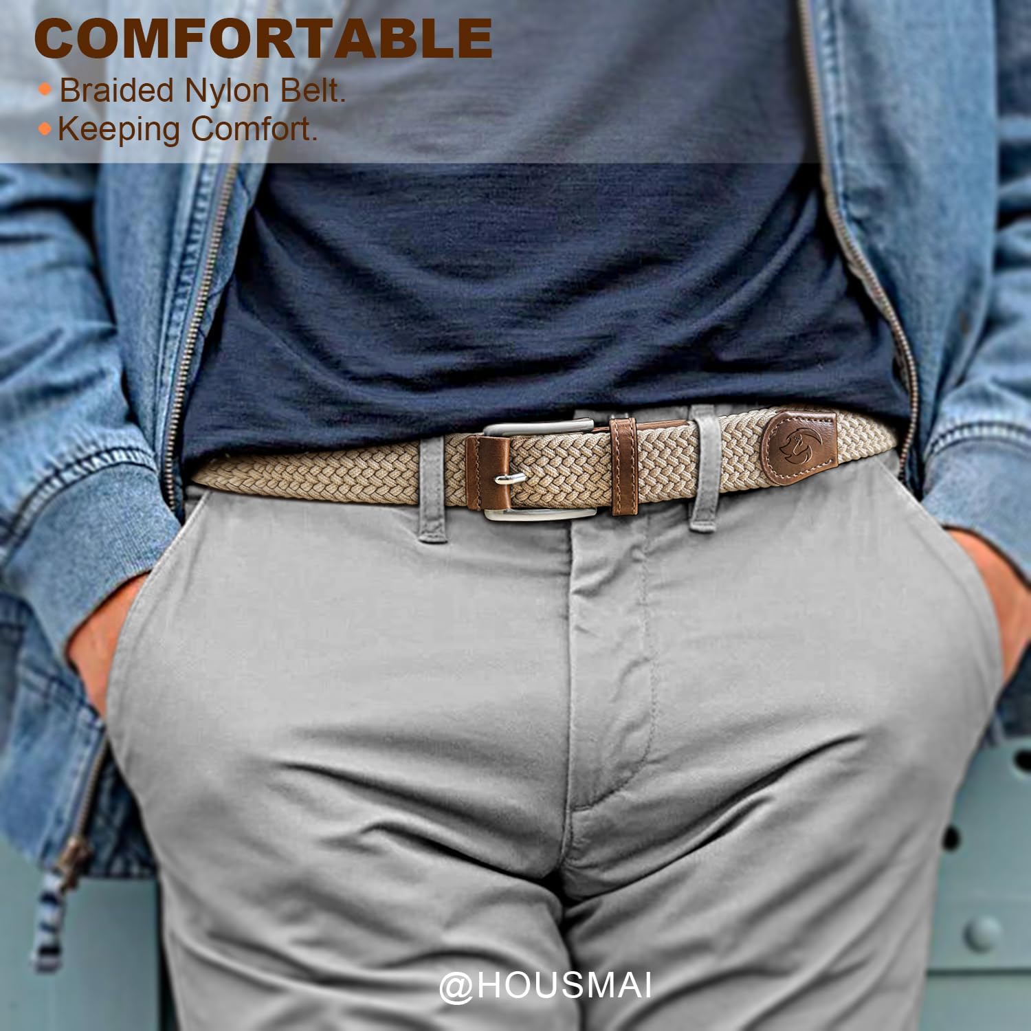Stretch Braided Belt for Men -Mens Gift Elastic Woven Golf Belt 1 3/8"- for Golf Jeans Casual Wear - Image 7