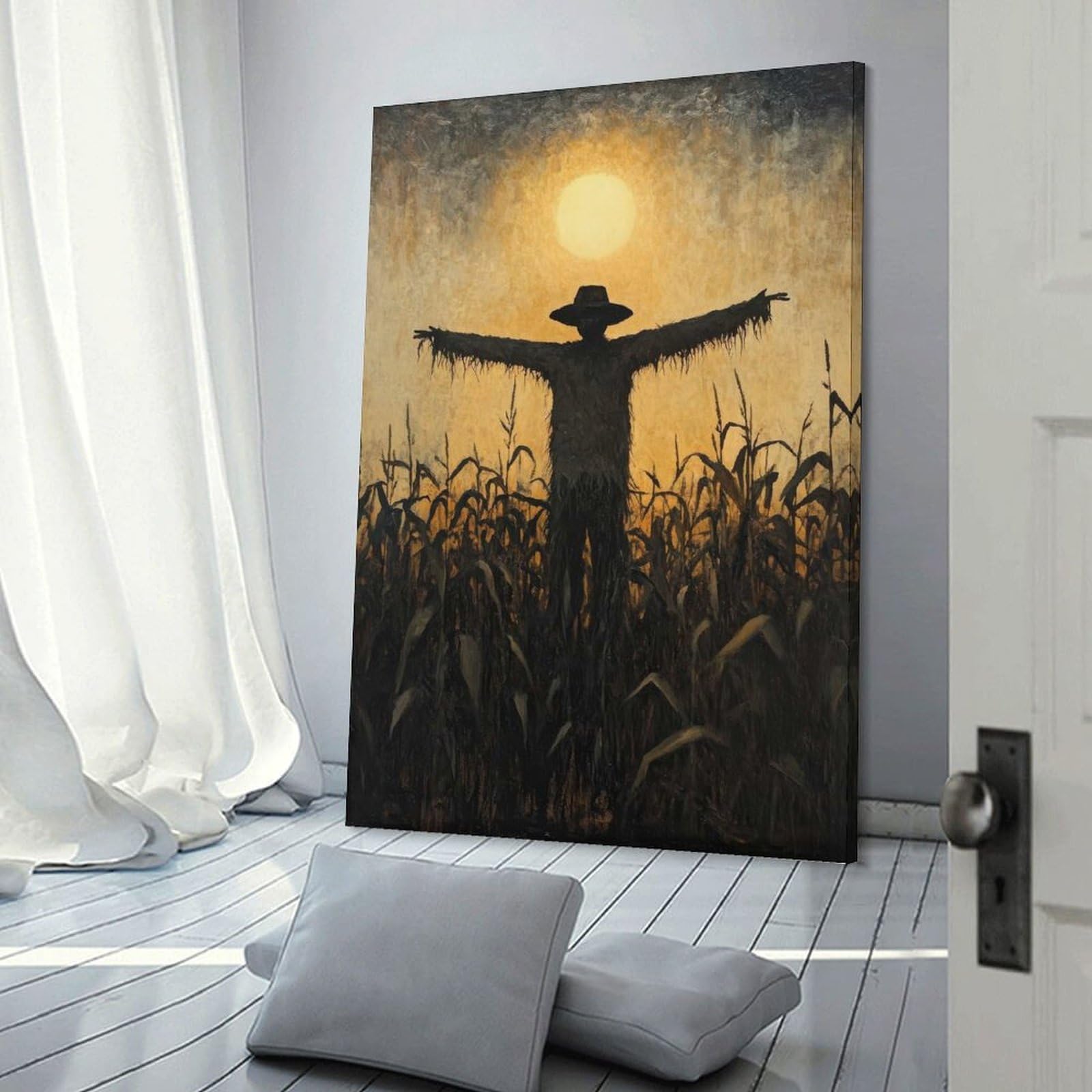 Junmoney Frame-Style-5 Hanging Wall Art Silhouette Scarecrow, 20X30inch(50X75cm), For Entryway, Lounge Links Or Small Walls, A Neat Decor Update For Hallways