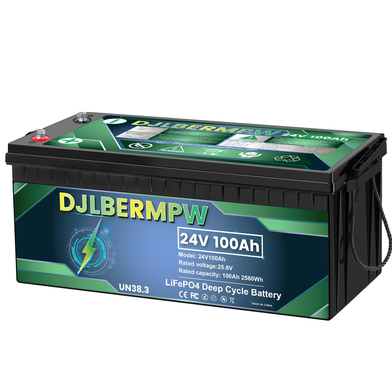 24V 100Ah LiFePO4 Lithium Battery, 8000+ Deep Cycle Battery, 100A BMS Max.2560W Lithium Batteries 24V for Off-Grid Solar System,70-86LBS Trolling Motor,Camping, RV,Marine,Kayak,Household