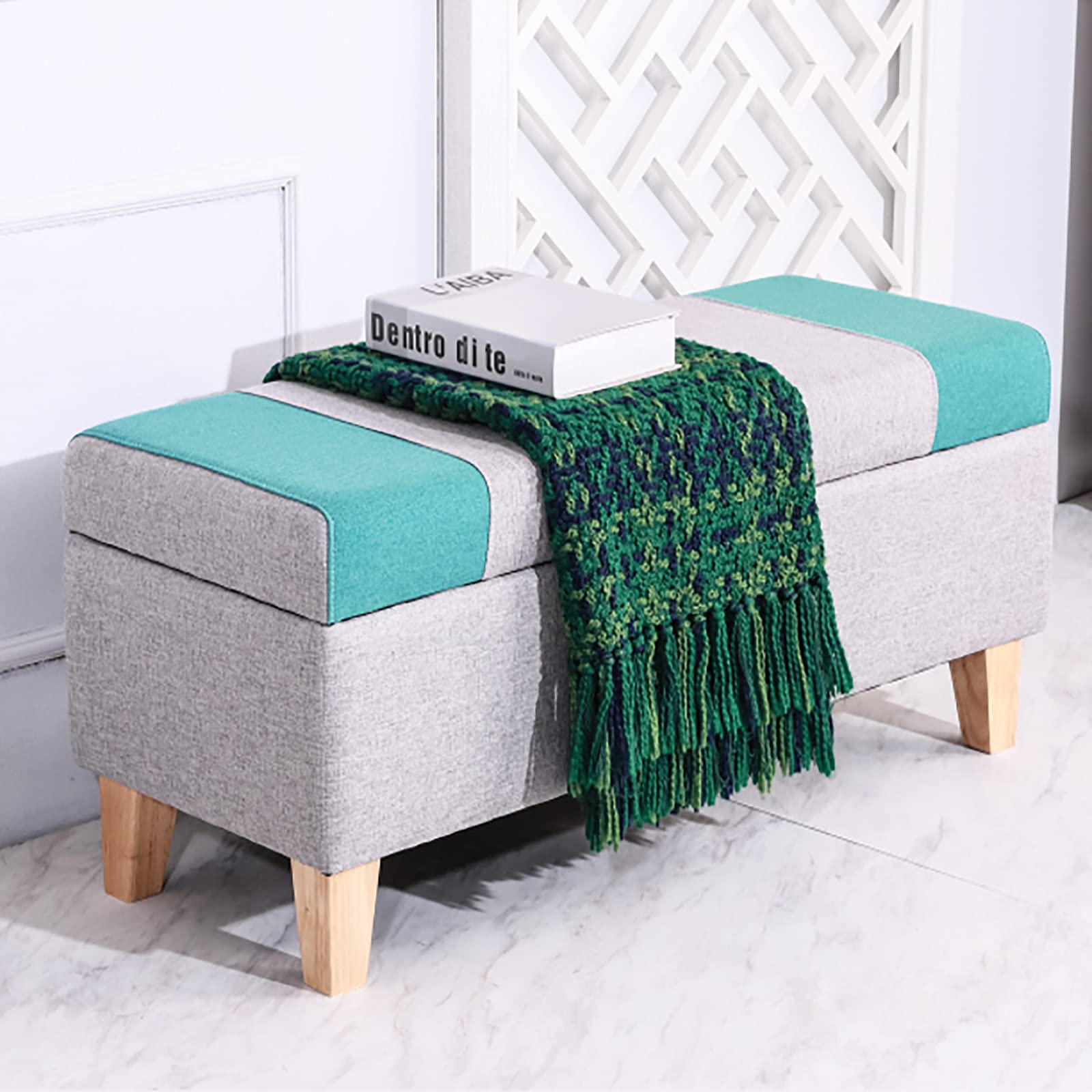 Banc de rangement en lin pour gagner de la place dans l'entrée