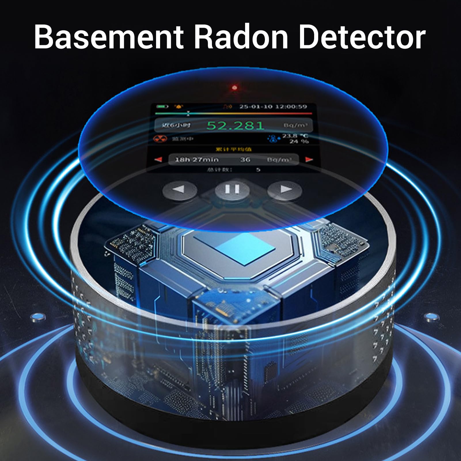 Fafeicy Rilevatore di Radon Domestico Tester per Interni Monitor Digitale per Radon con Display LCD Letture a Breve e Lungo Termine in Tempo Reale per Ufficio Scolastico nel