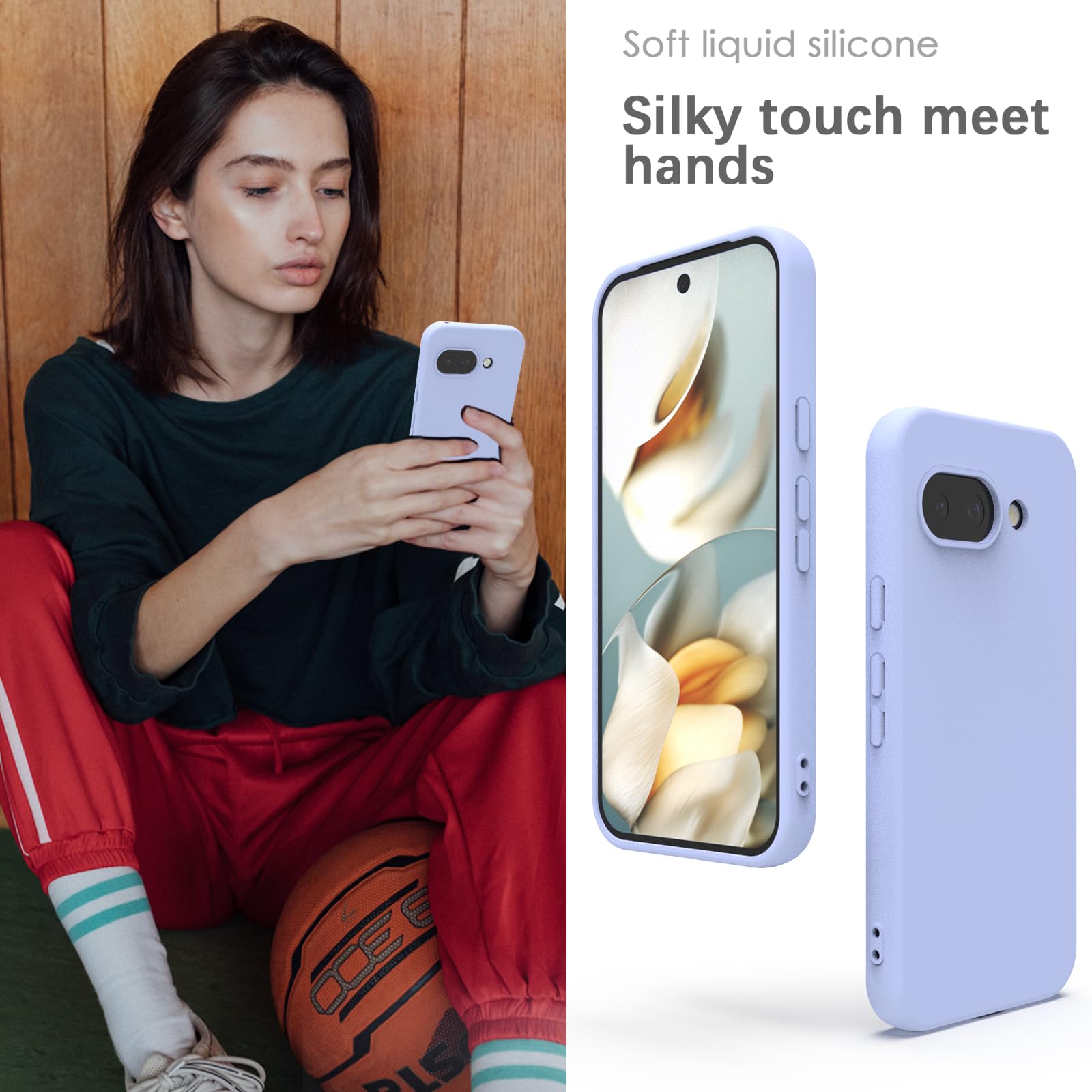 YATWIN Silicone Back Case for Pixel 9A, Soft-Touch Phone Back Cover for Pixel 9A - Lilac — Amazon image 4