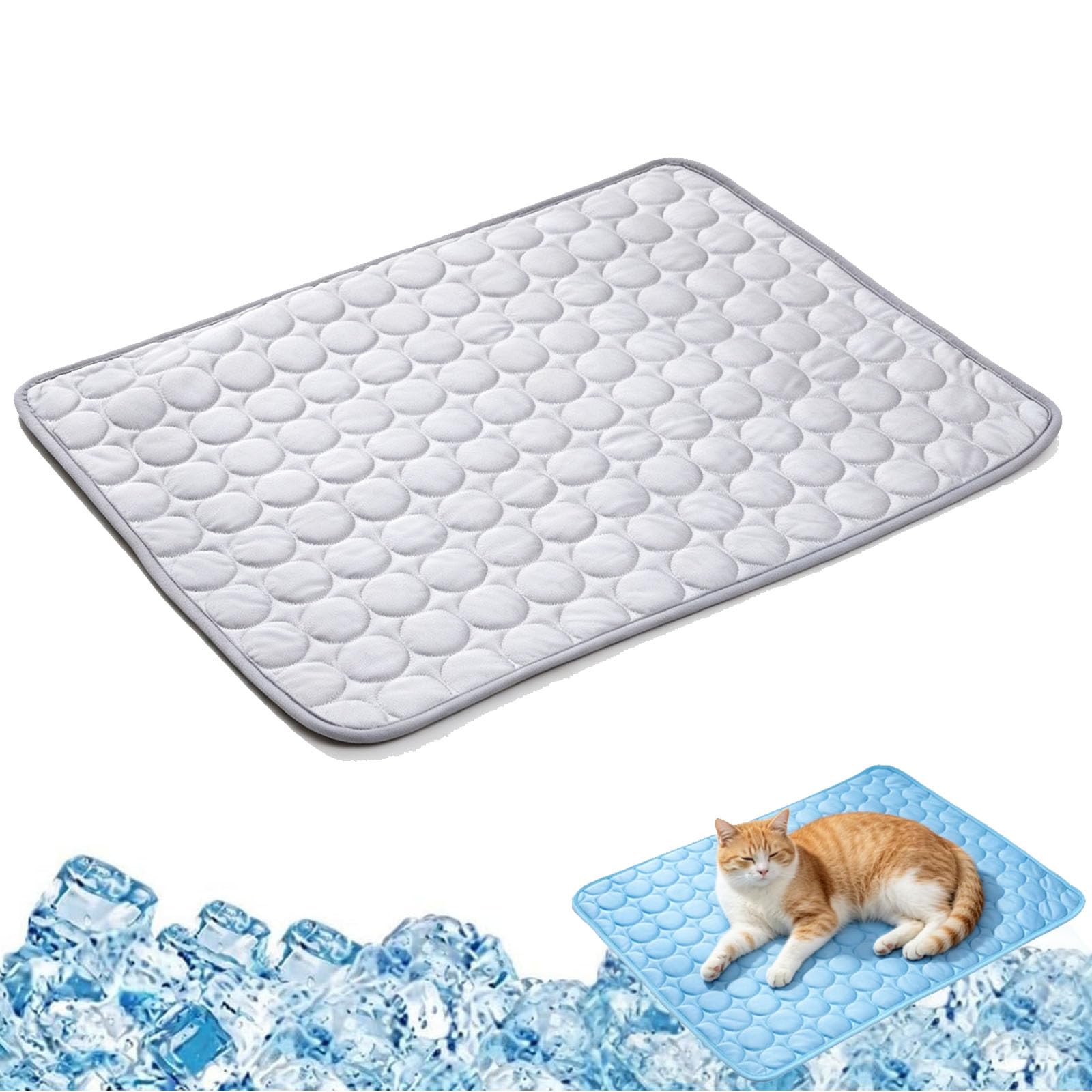 Cat Cooling Mat UK, Indoor Cat Cooling Mats Large for Summer, Breathable Ice Silk Summer Sleeping Pad, Soft Washable Icy Mat, Portable Outdoor Blanket Nest, Self Cooling Pad, All-Season (Gray,L)