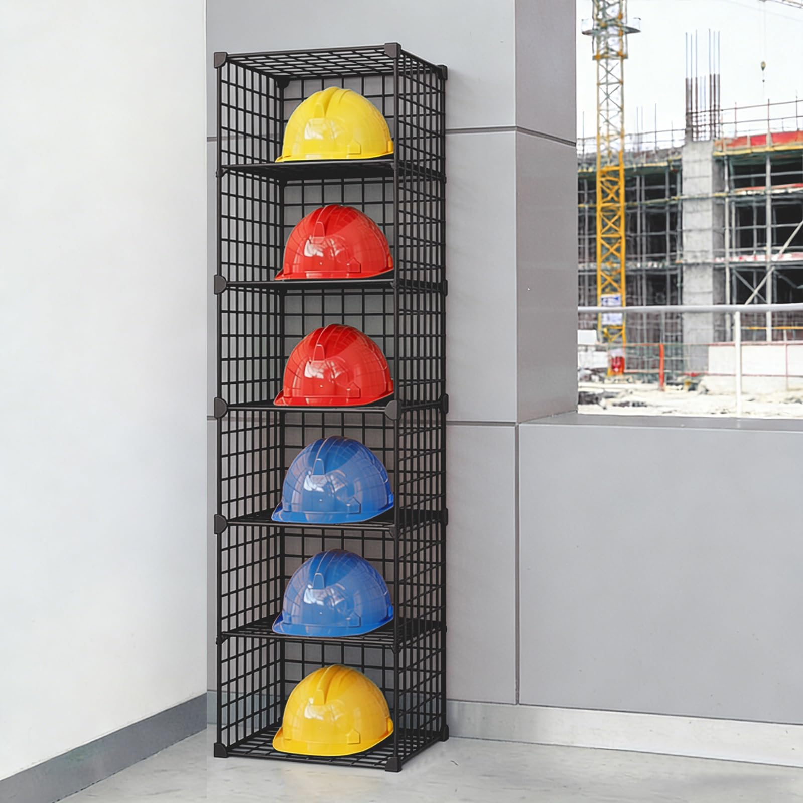 Cajas De Almacenamiento Apilables para Cascos De Seguridad, Soporte De Pie para Cascos, Estructura De Alambre De Hierro, para El Hogar O La Obra