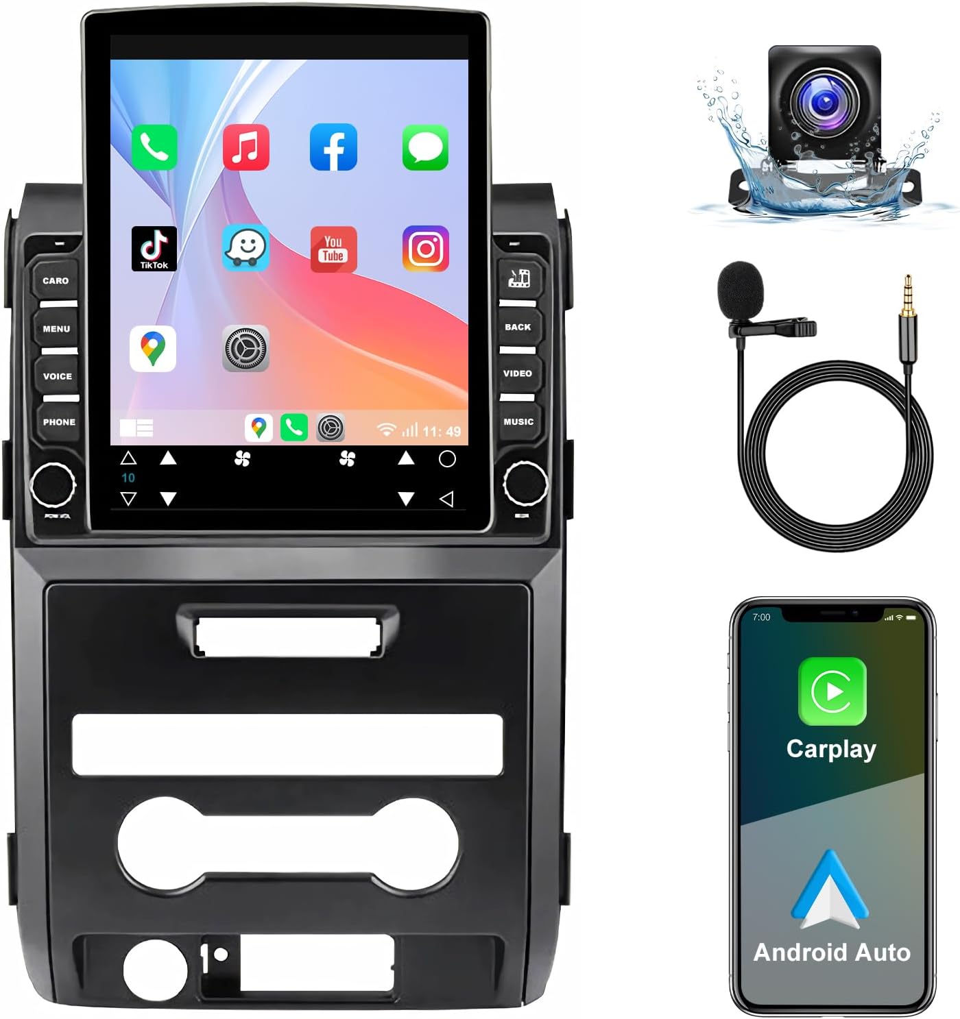 Android 13.0 Double Din Car Stereo - CarPlay Android Auto Car Audio Multimedia Receiver 9.7 Inch Touch Screen Car Radio with GPS Bluetooth ? Backup Camera for Ford F150 2009-2014