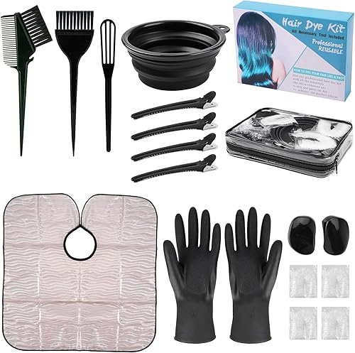 Xarchy Kit profesional de tinte para el cabello de salón de belleza 19 piezas kit de coloración para el cabello cepillo de tinte para el cabello