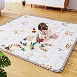 Boho Rainbow Baby Play Mat 50 X 50 Playpen Mat Thicken One-Piece Baby Crawling Mat Non-Slip Cushioned Baby Floor Mat Activity Playmats for Infants, Babies, Toddlers (50X50, Letters+Number)