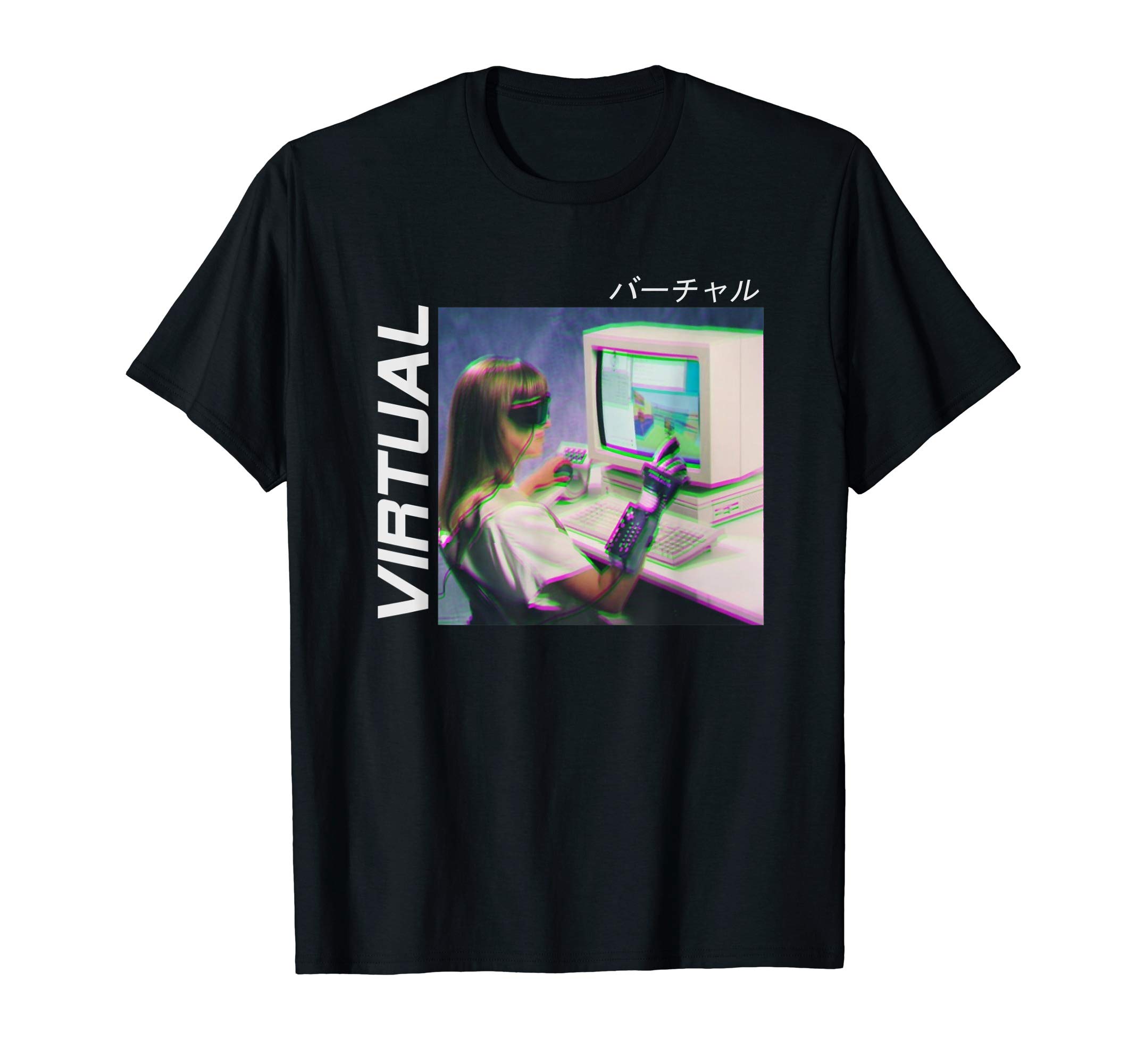 Vaporwave 90s| Glitch | Vaporwave Aesthetic | Virtual T-ShirtOEKO-TEX STANDARD 100