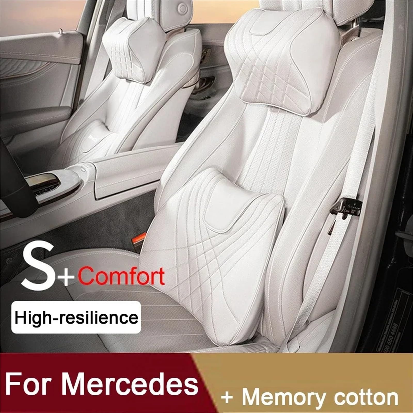 Do Klasy ACES W207 W211 W212 AMG Skórzany Zagłówek Poduszka Pod Szyję Samochodu Miękkie Siedzisko Lędźwiowe Car Seat Headrest(Wine Seat cushion)