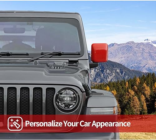 Miniatura 7 de CheroCar Fundas de espejo lateral para JL, accesorios exteriores para Jeep Wrangler JL JLU y Jeep Gladiator JT 2018-2022 (rojo)