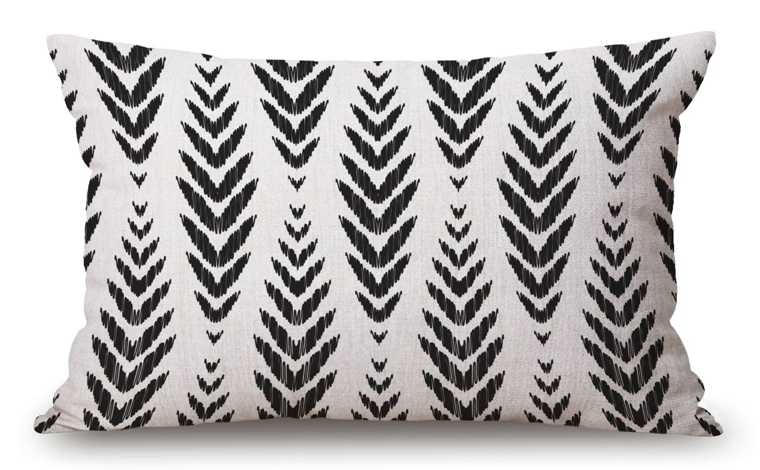 Tribal Black Herringbone Cotton Linen Decorative Throw Pillow Case Cushion Cover Pillowcase for Couch Sofa Bed,12 X 20 Inches