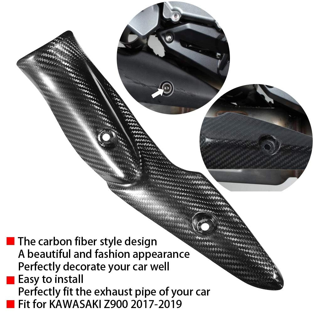 Scarico Moto Kawasaki z900, Sistema di Scarico Moto, Protezione Termica, Copertura Marmitta in Fibra di Carbonio per Kawasaki Z900 17-19