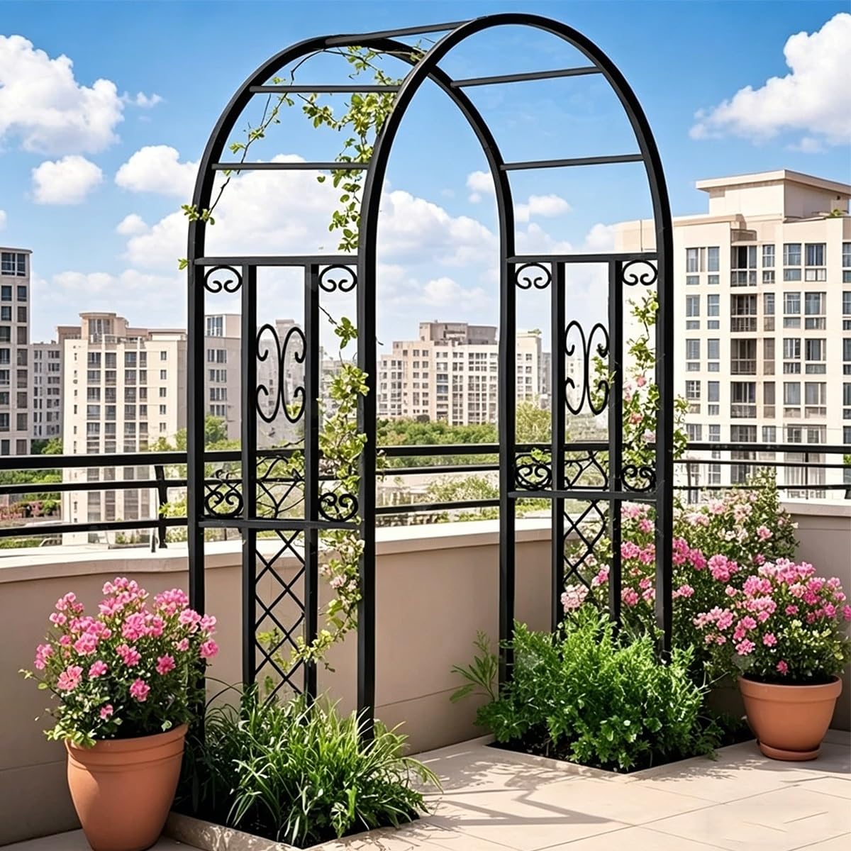 Gar Arch Trellis do roślin pnących 220 cm metalowy łuk różany z ziemią kes na zewnątrz wsparcie Ele biały design