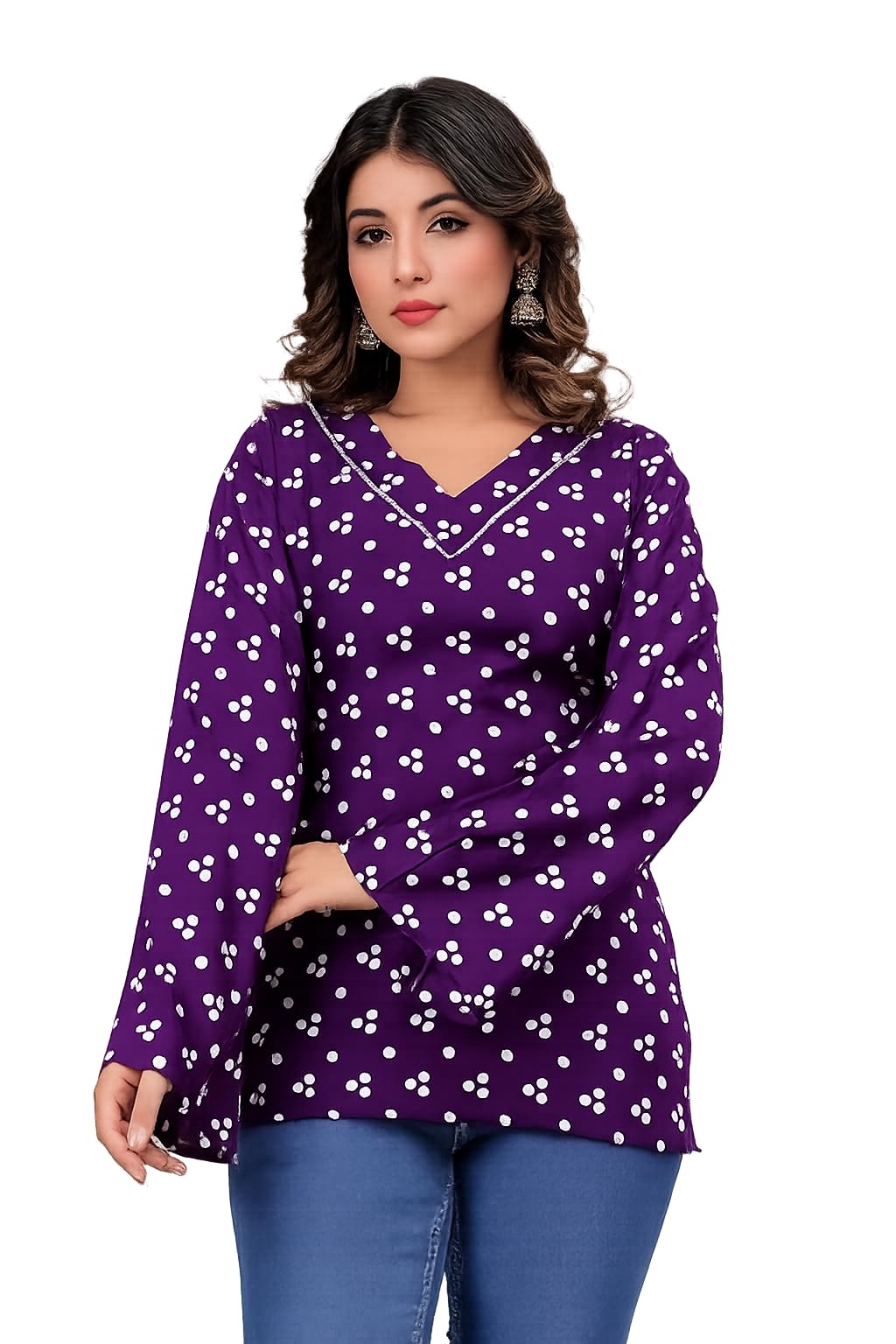 Women's Rayon Floral Printed Short Kurti | Flared Sleeves Stylish Kurta for Women-picture-44